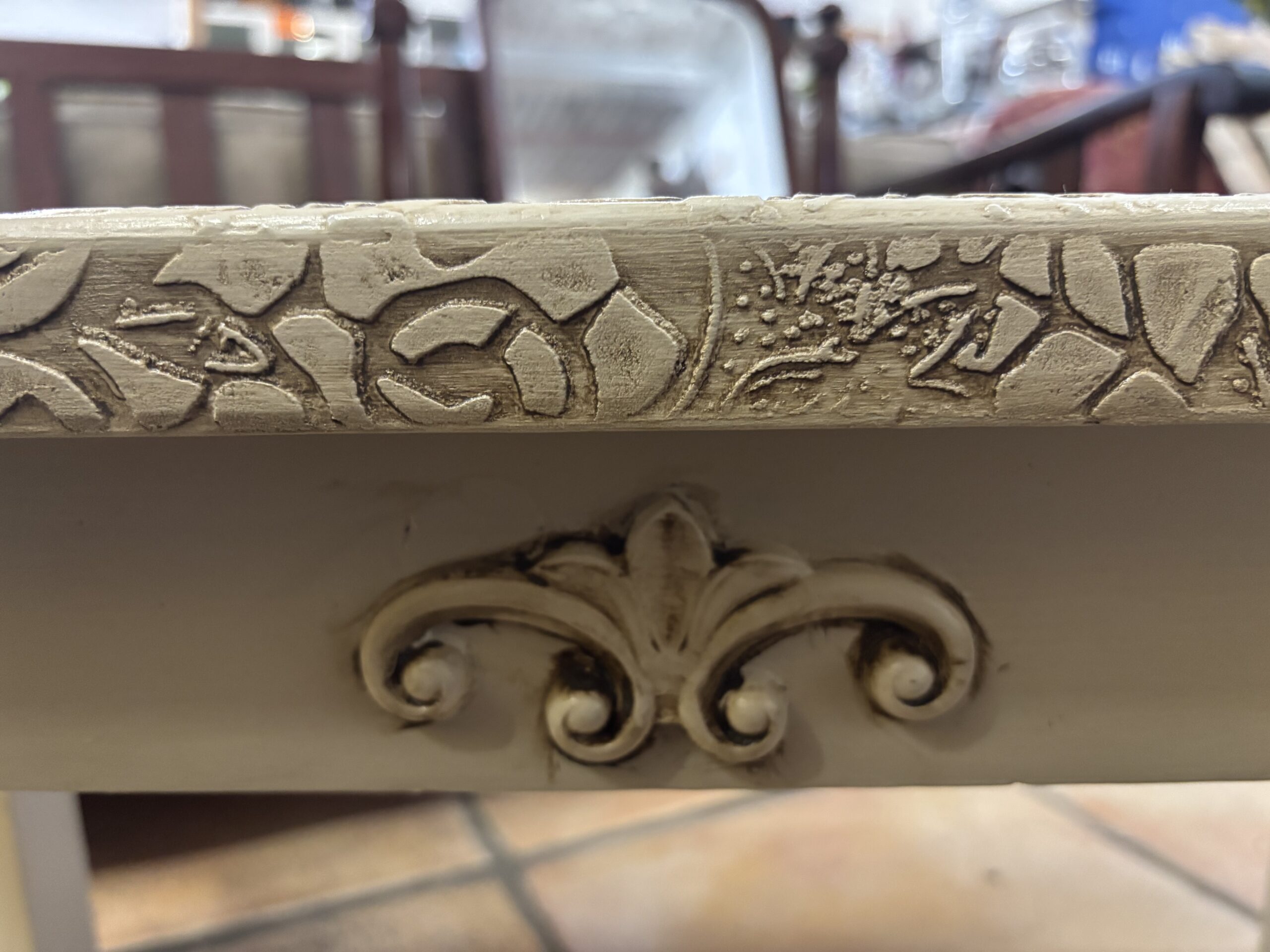 Handcrafted Upcycled Stencil Coffee Table by Furniture Artist - Image 3
