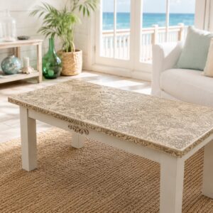 Handcrafted Upcycled Stencil Coffee Table by Furniture Artist