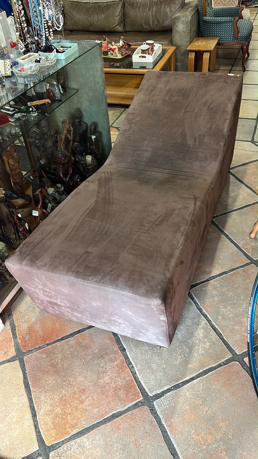 Modern Brown Suede Chaise Lounge Daybed Recliner - Image 3