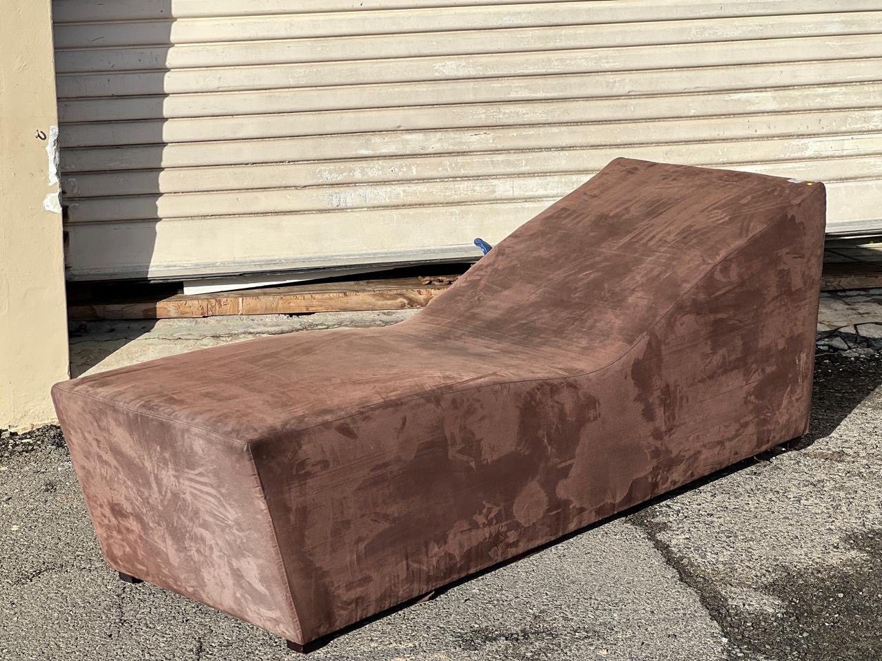 Modern Brown Suede Chaise Lounge Daybed Recliner - Image 2