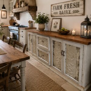 Rustic Farmhouse Sideboard - Pressed-Tin Panels