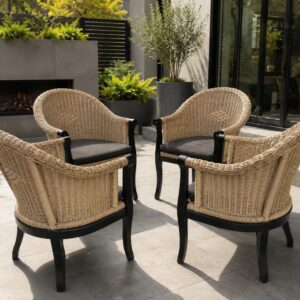 Elegant Wicker Lounge Chairs with Cushions (each)