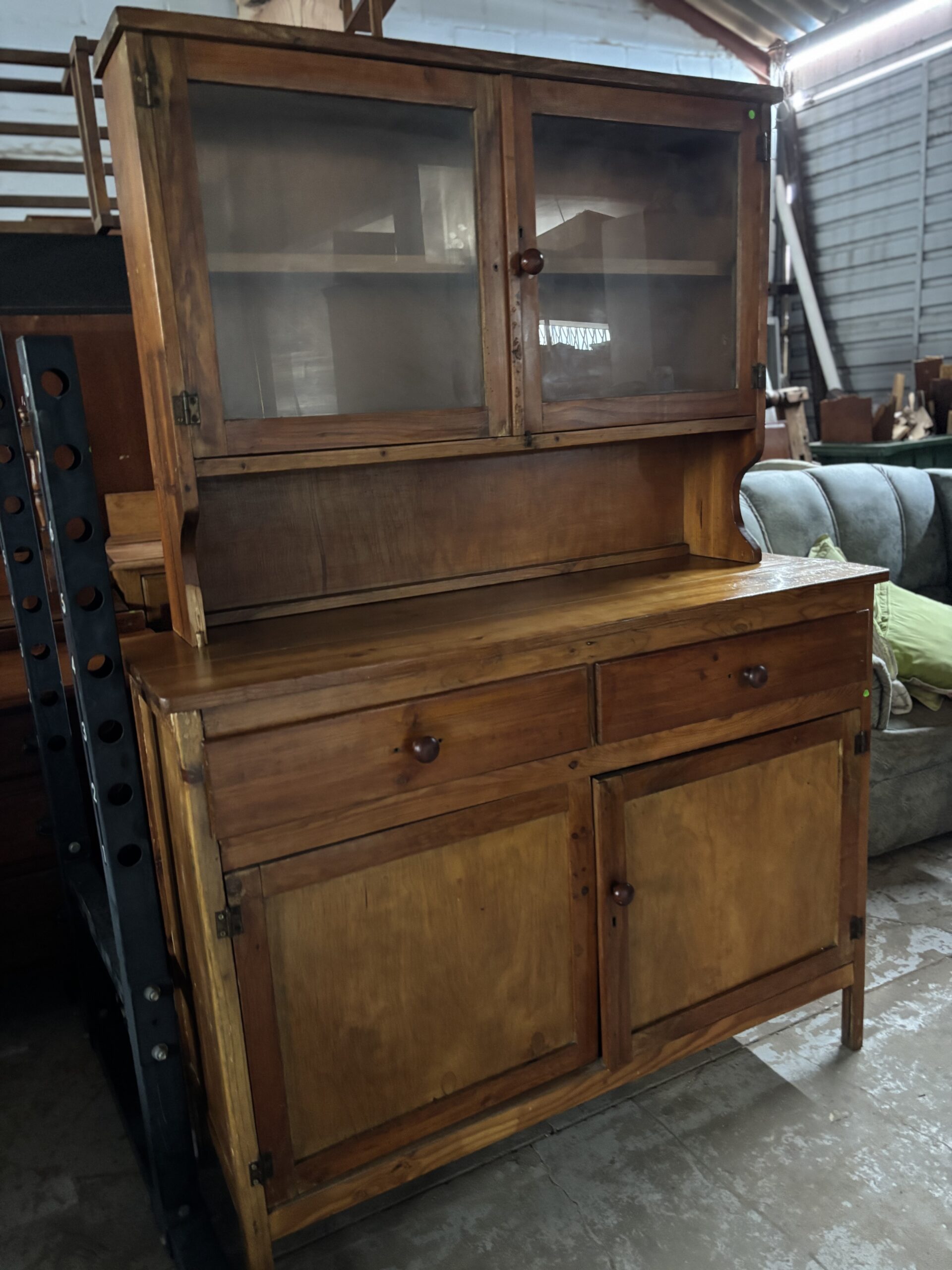 Rustic Pine Kitchen Dresser / Display Cabinet - Image 2