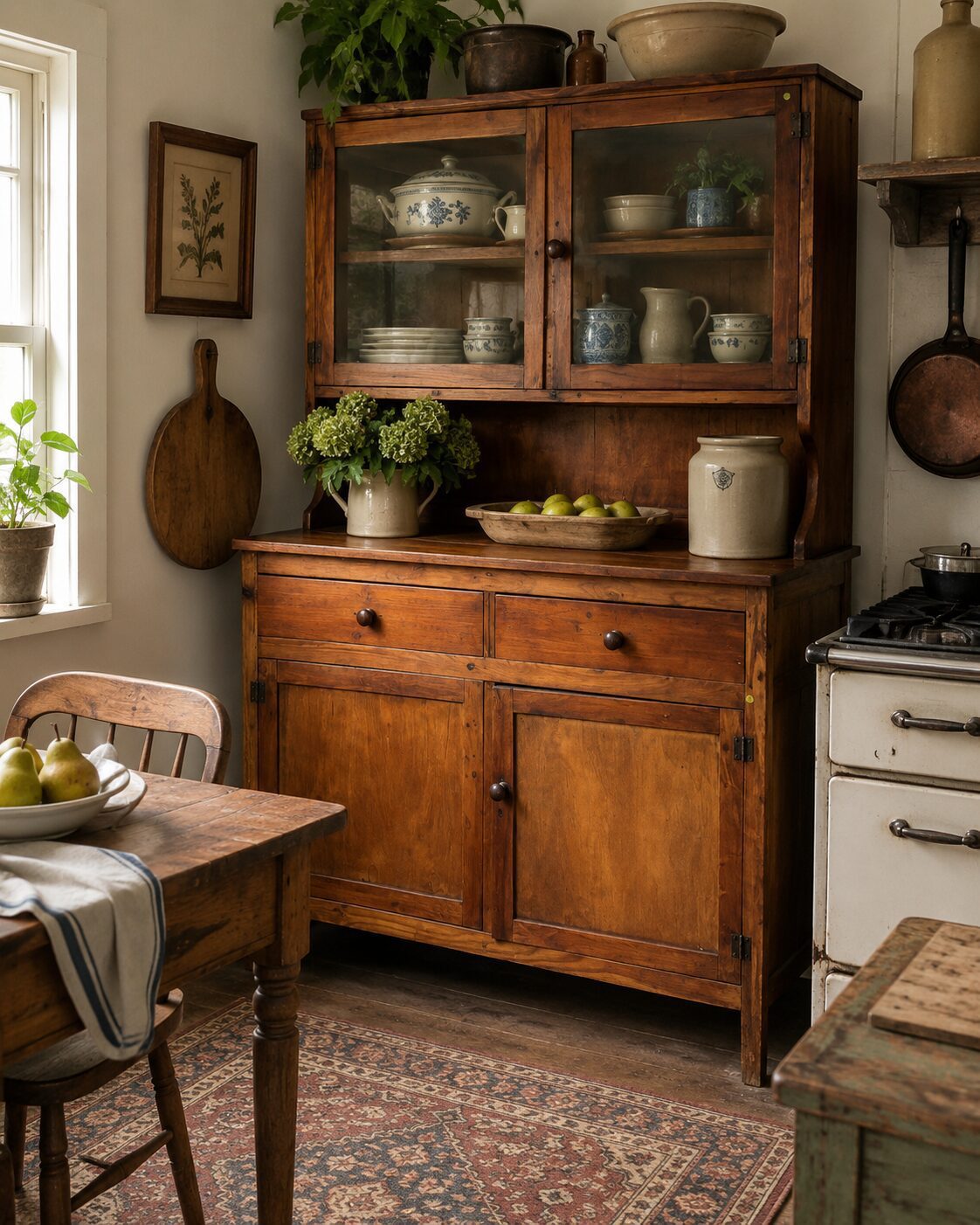 Rustic Pine Kitchen Dresser / Display Cabinet