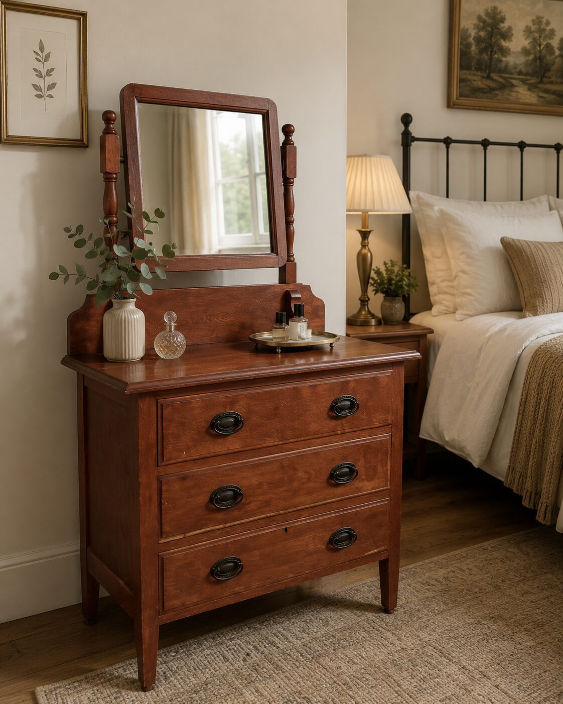 Solid Teak Dressing Table with Tilting Mirror