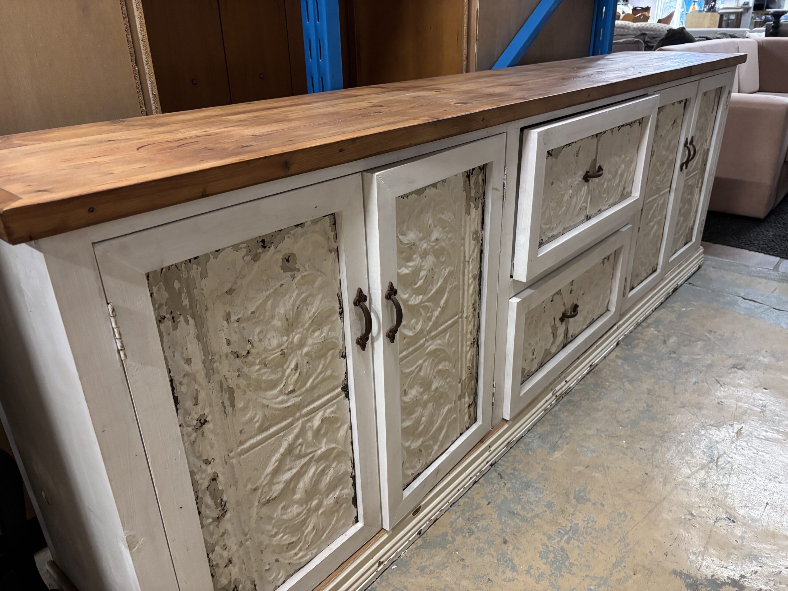 Rustic Farmhouse Sideboard - Pressed-Tin Panels - Image 2