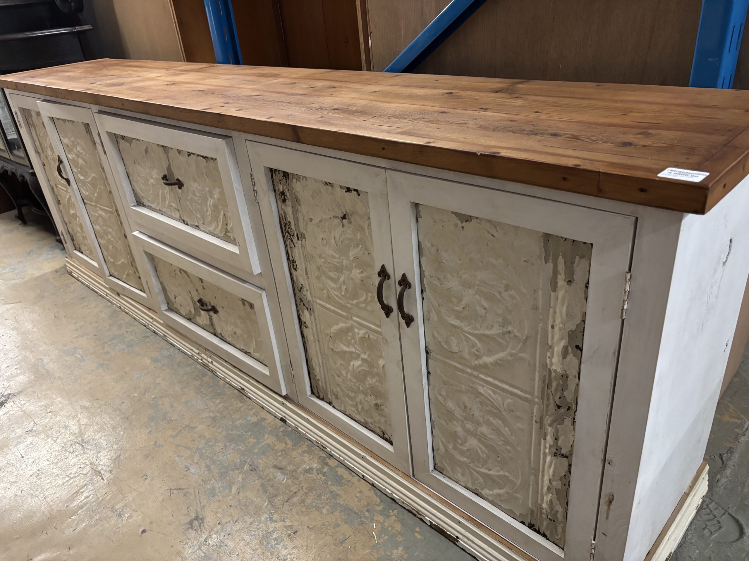 Rustic Farmhouse Sideboard - Pressed-Tin Panels - Image 3