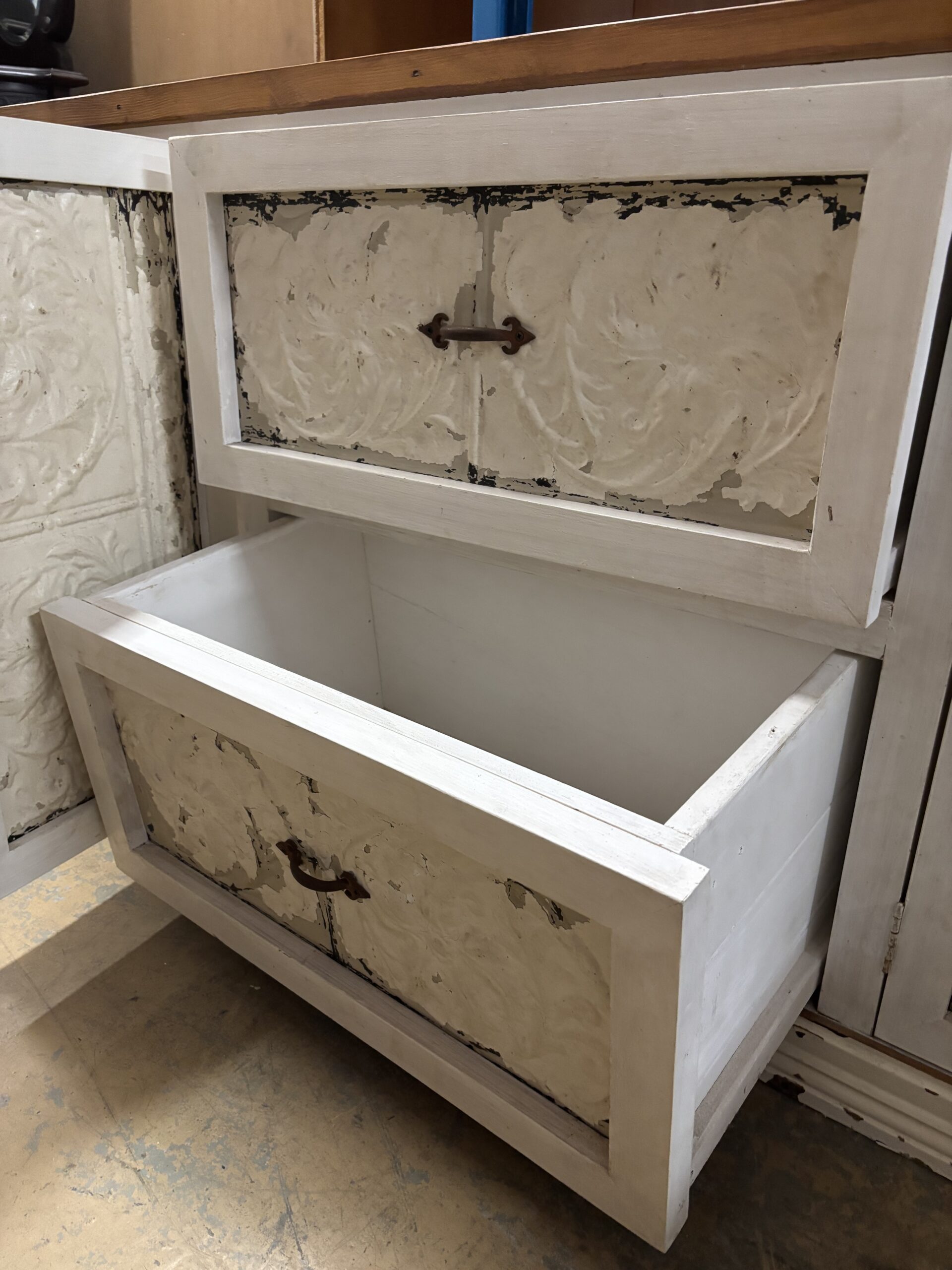 Rustic Farmhouse Sideboard - Pressed-Tin Panels - Image 4