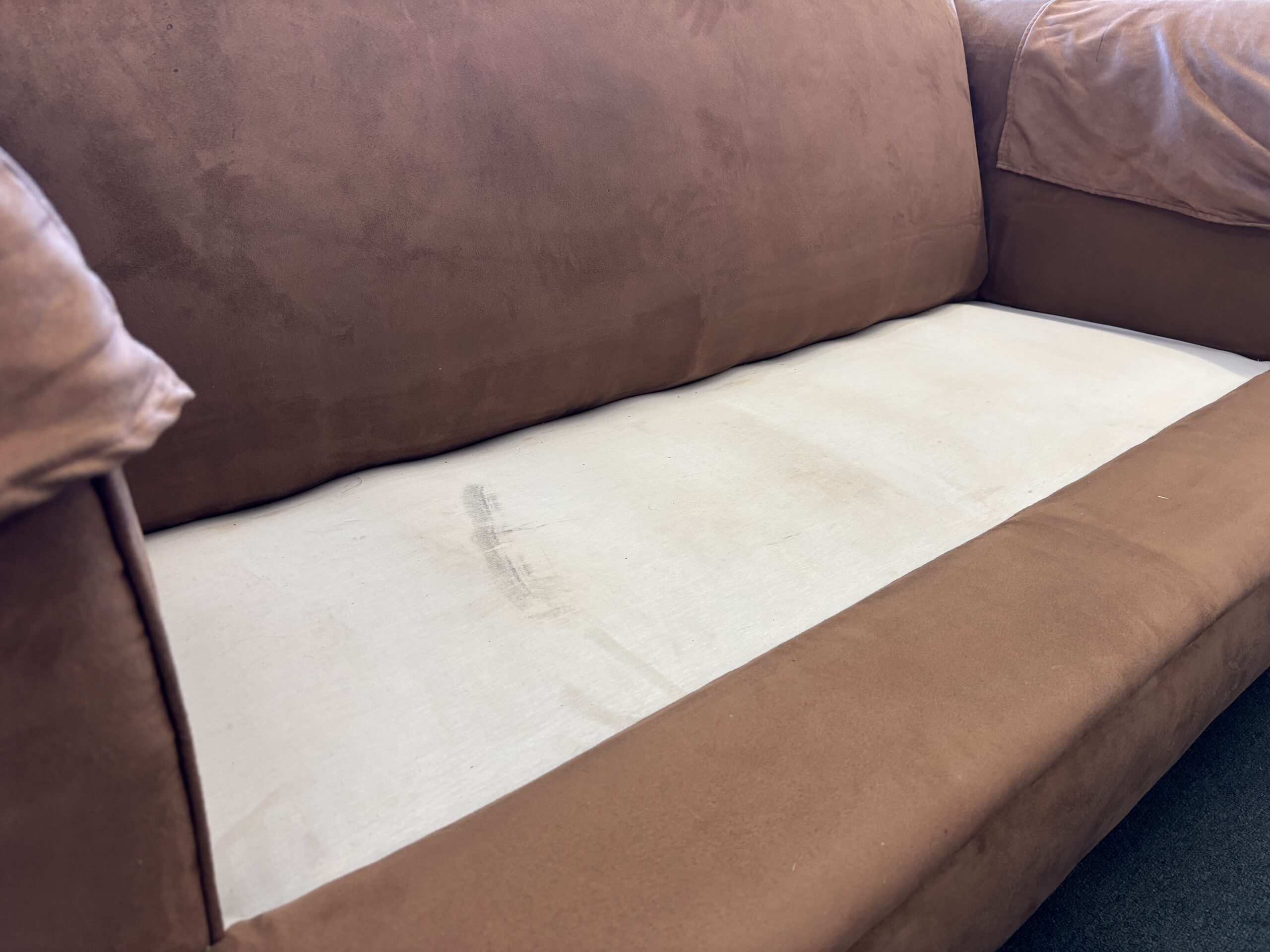 Large Mocha Microsuede 3-Seater Sofa with Scatter Cushions - Image 7