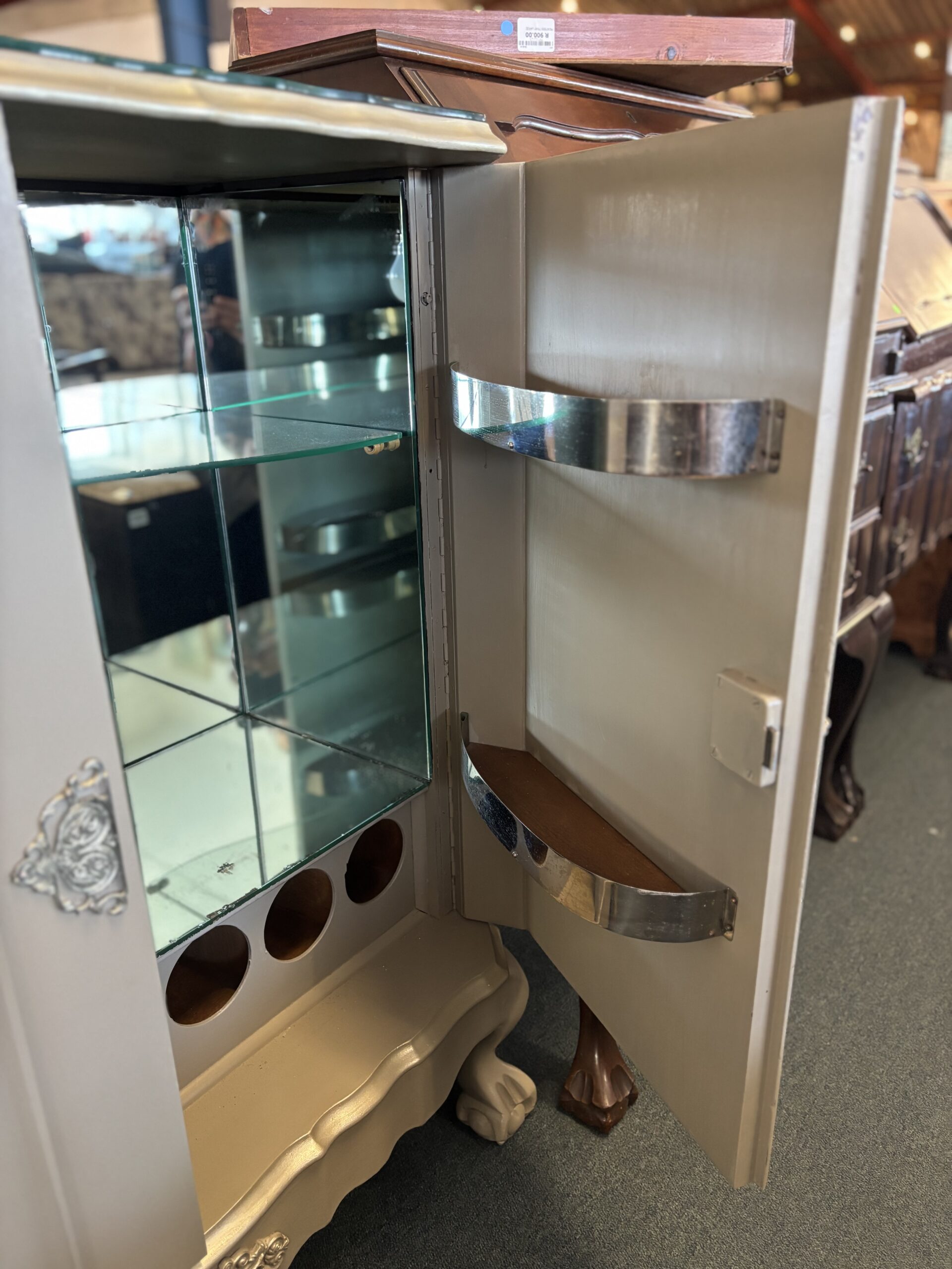 Upcycled Vintage Liquor Cabinet with Glass Display & Storage - Image 5