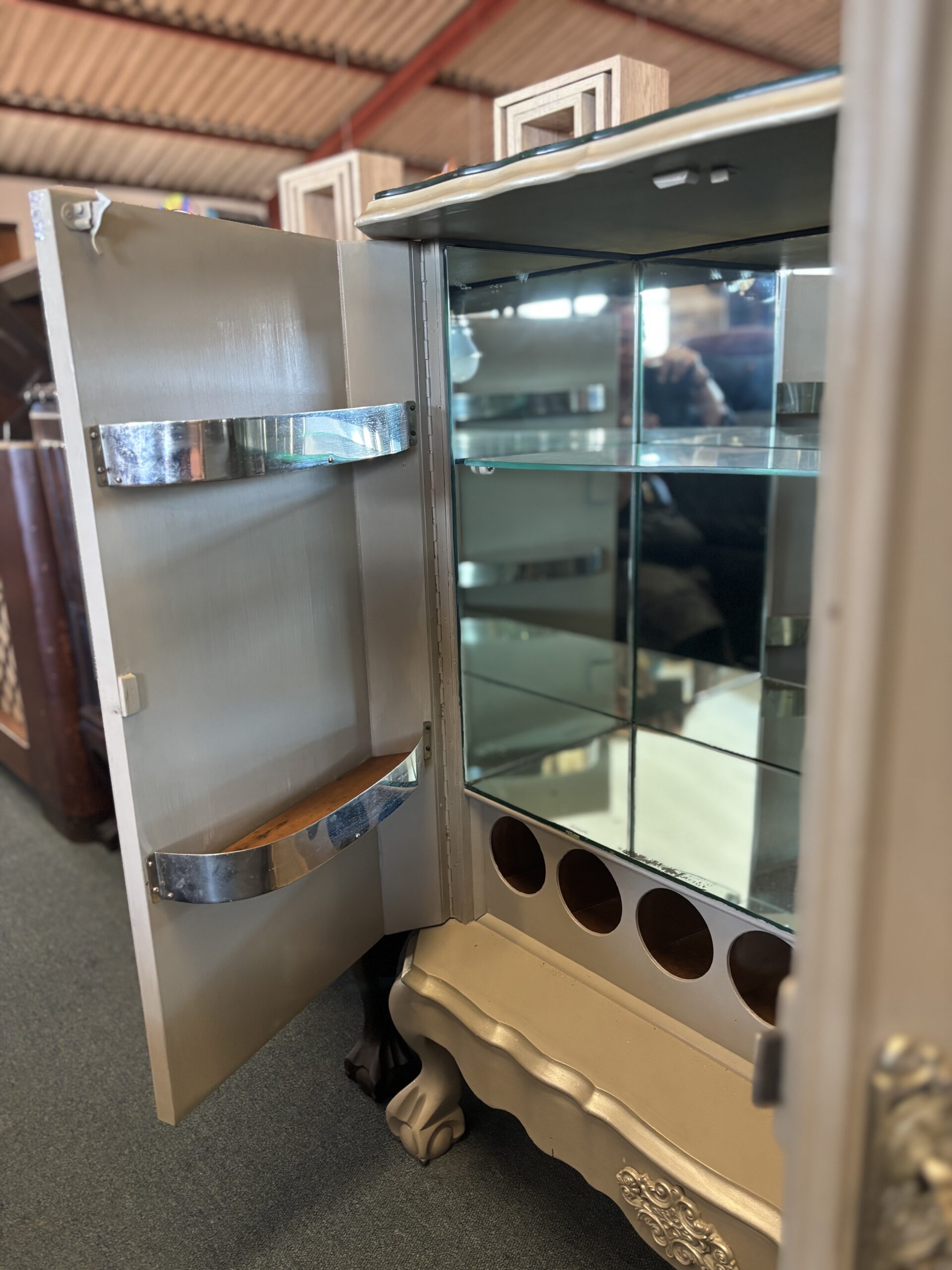 Upcycled Vintage Liquor Cabinet with Glass Display & Storage - Image 6