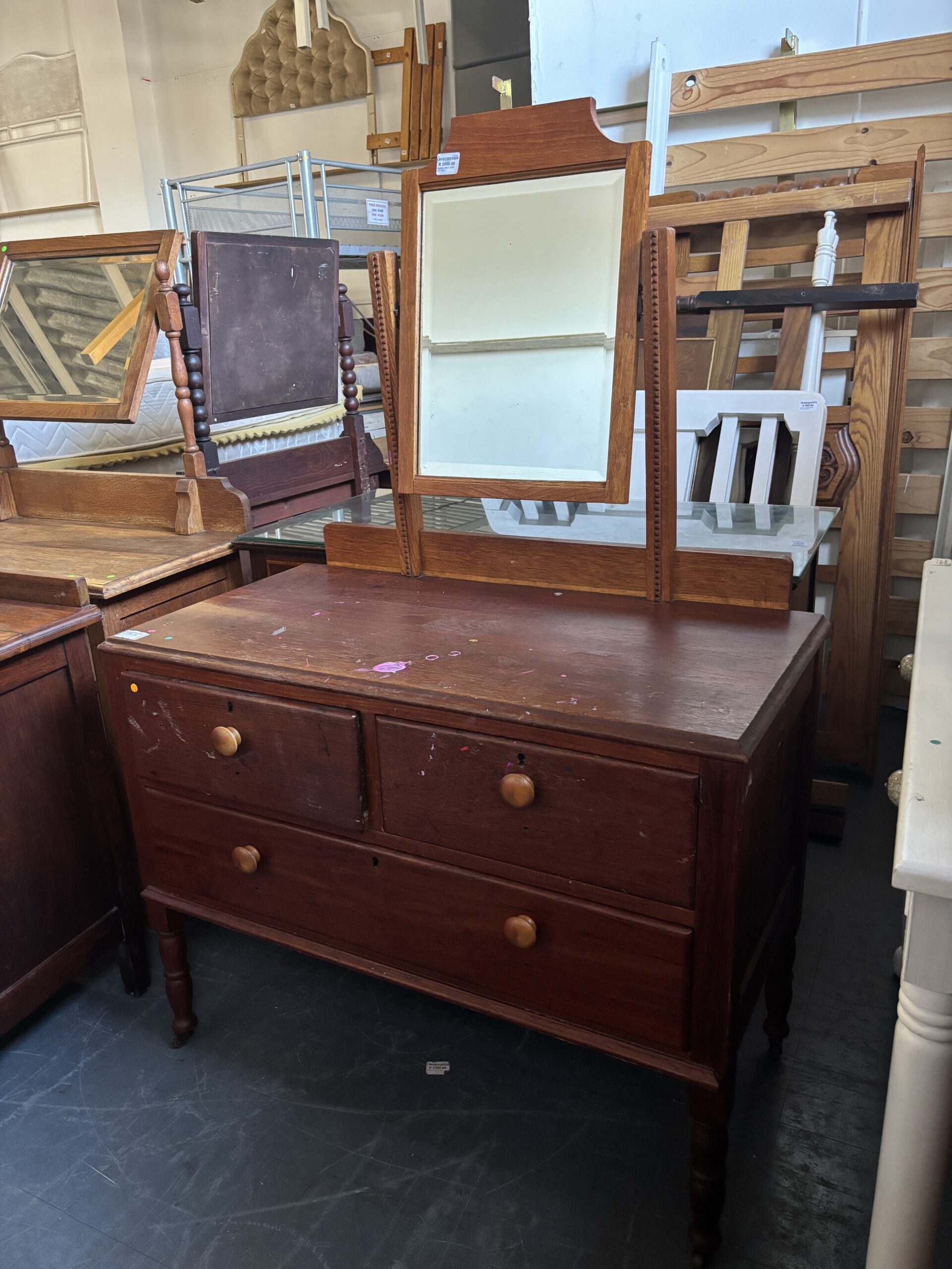 Vintage Solid Teak Dressing Table with Adjustable Mirror - Image 2