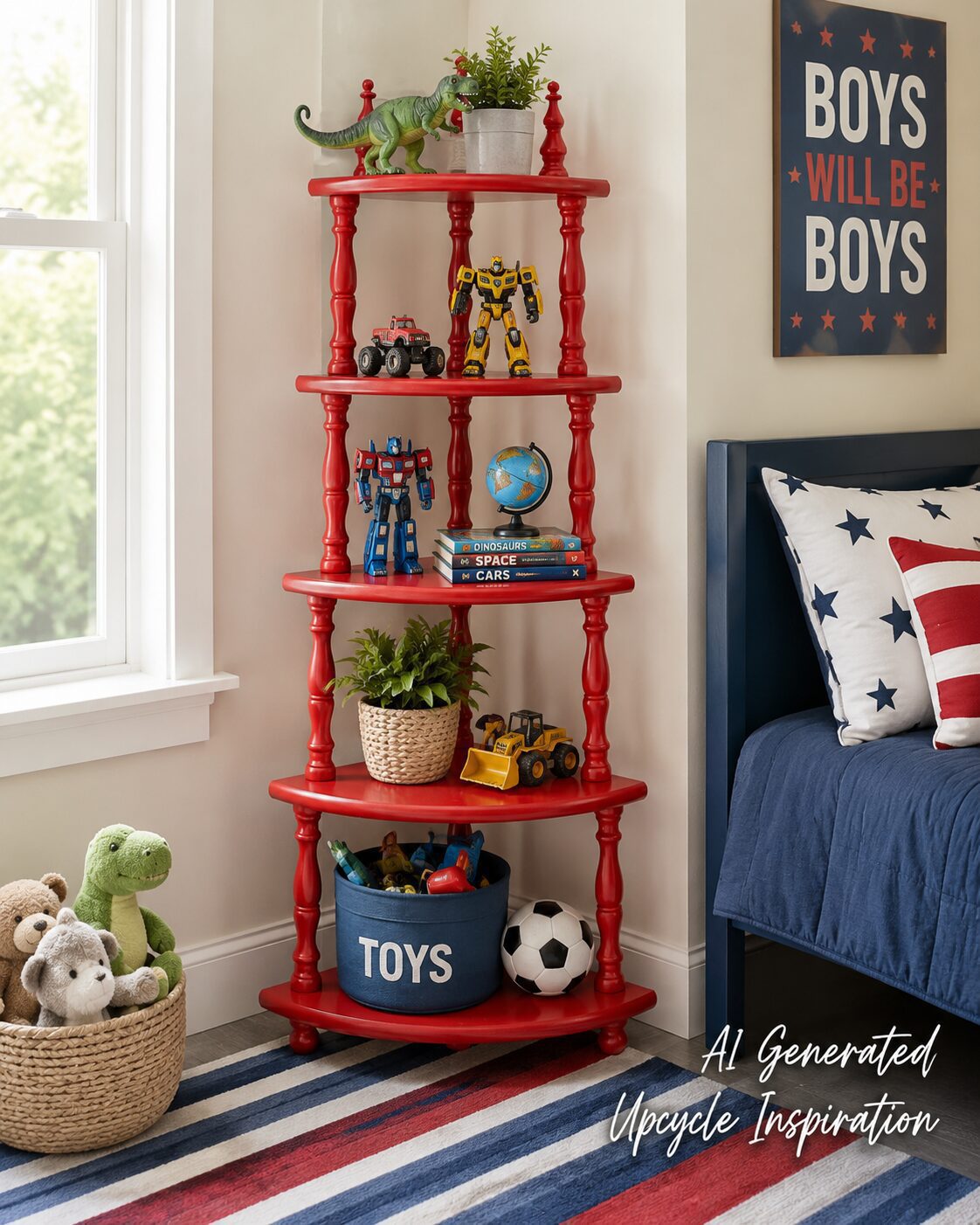 Dark Stained Pine 5-Tier Corner Whatnot Display Shelf Stand - Image 6
