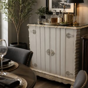 Upcycled Vintage Liquor Cabinet with Glass Display & Storage
