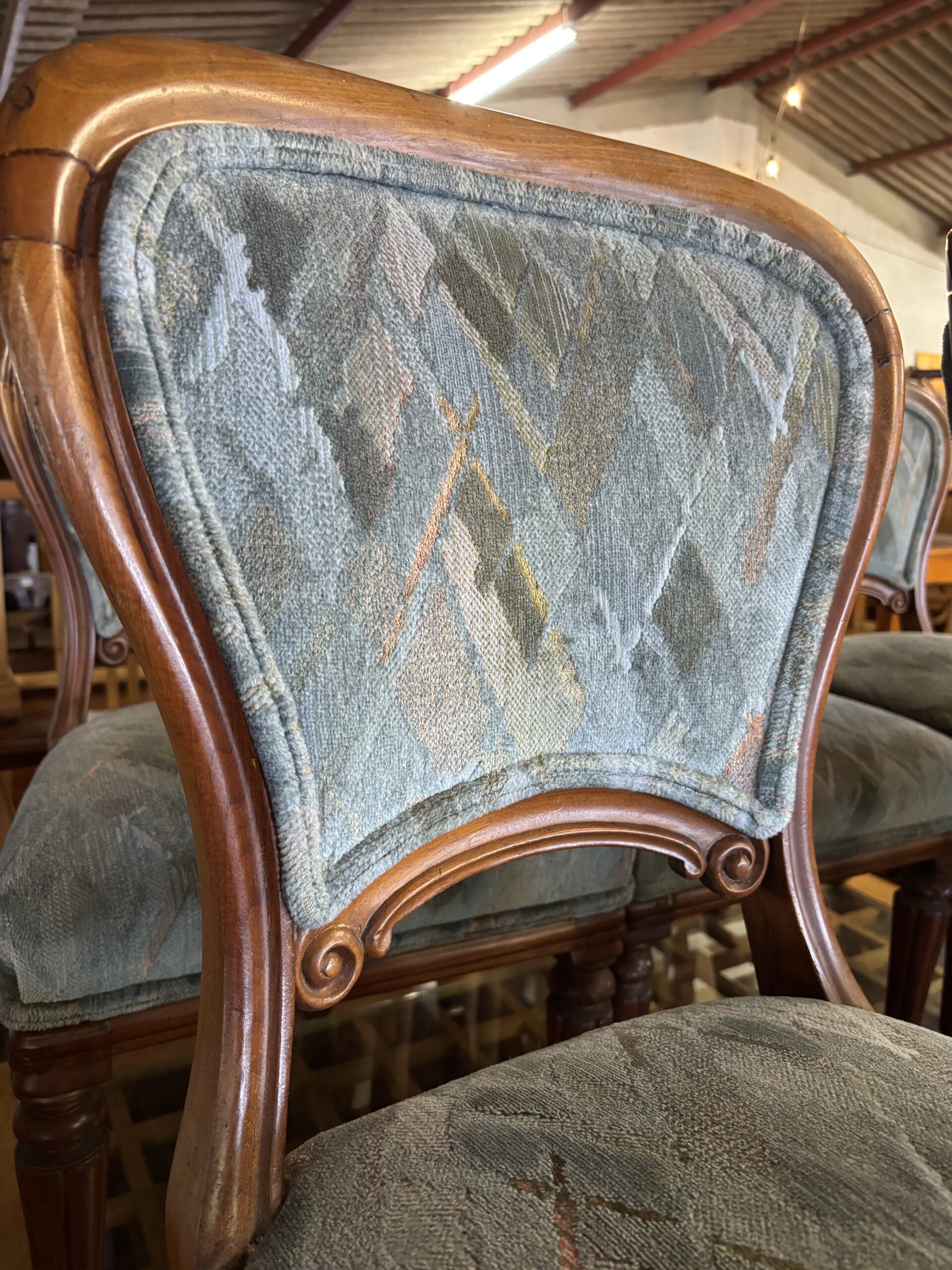 Victorian Style Upholstered Dining Chairs (Set of 6) - Image 4