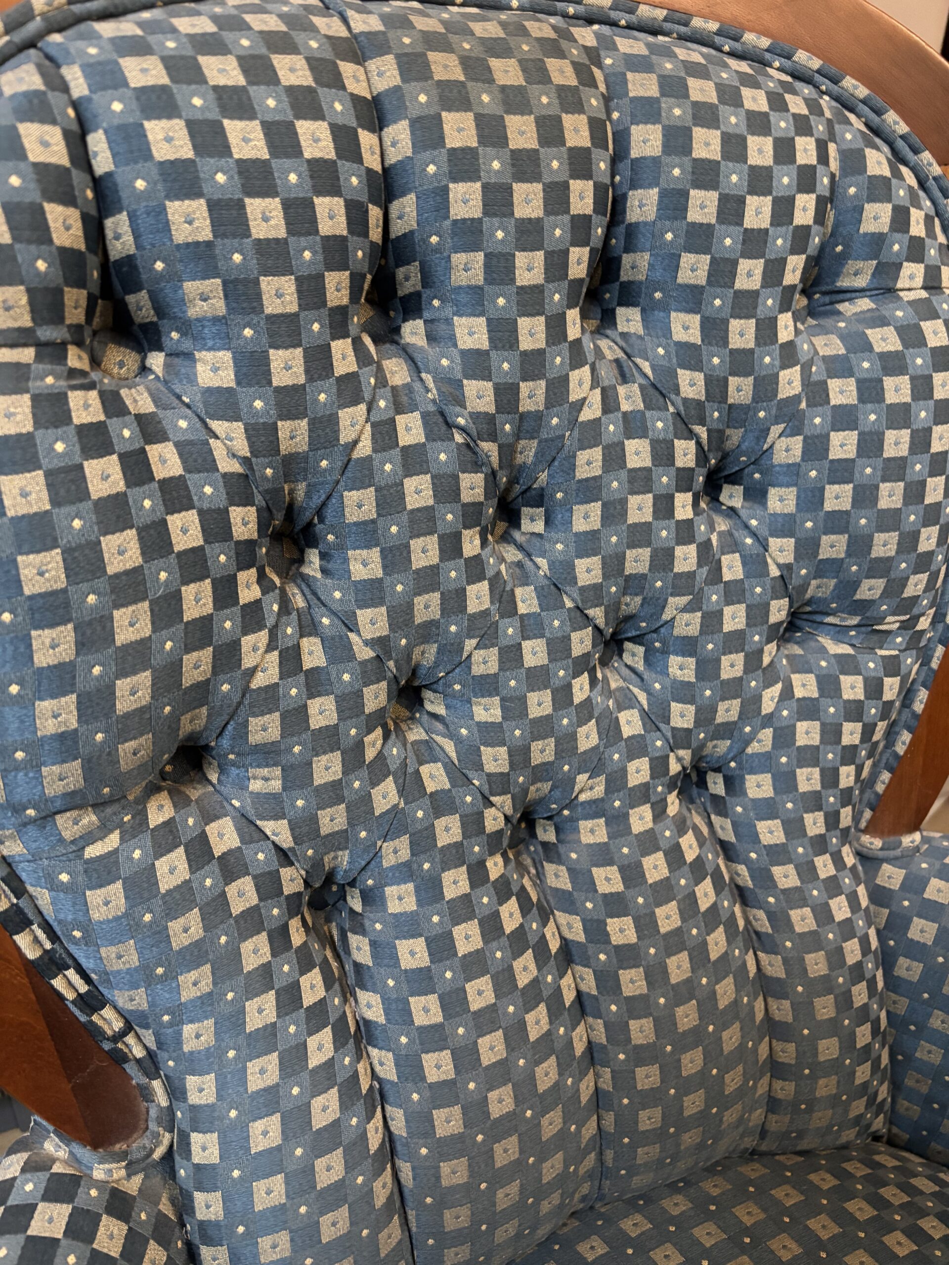 Blue Queen Anne Tufted Armchair - Image 2