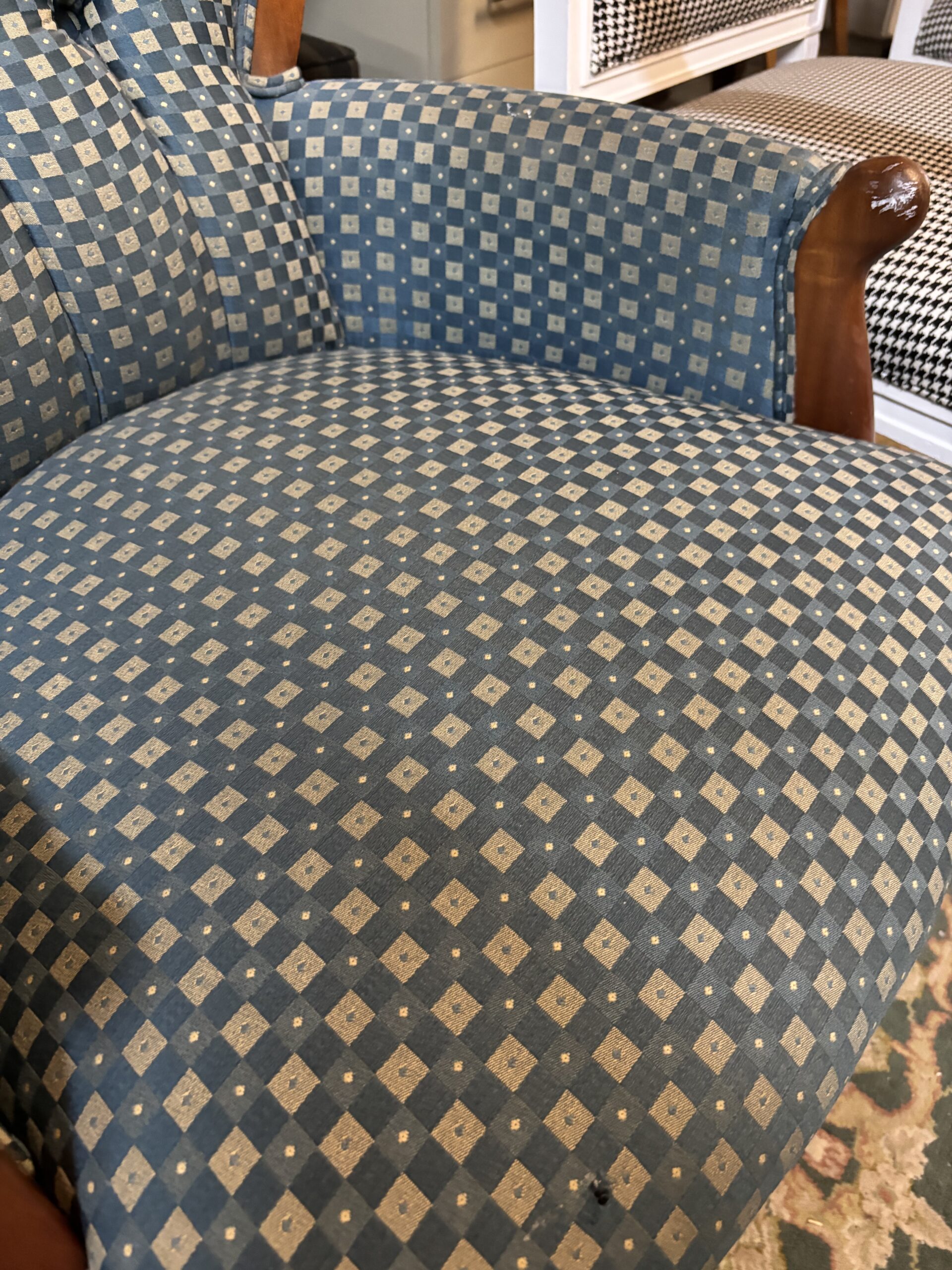 Blue Queen Anne Tufted Armchair - Image 3