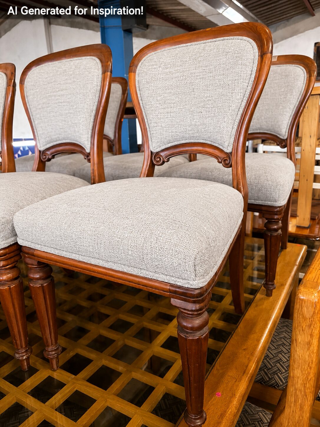 Victorian Style Upholstered Dining Chairs (Set of 6) - Image 5