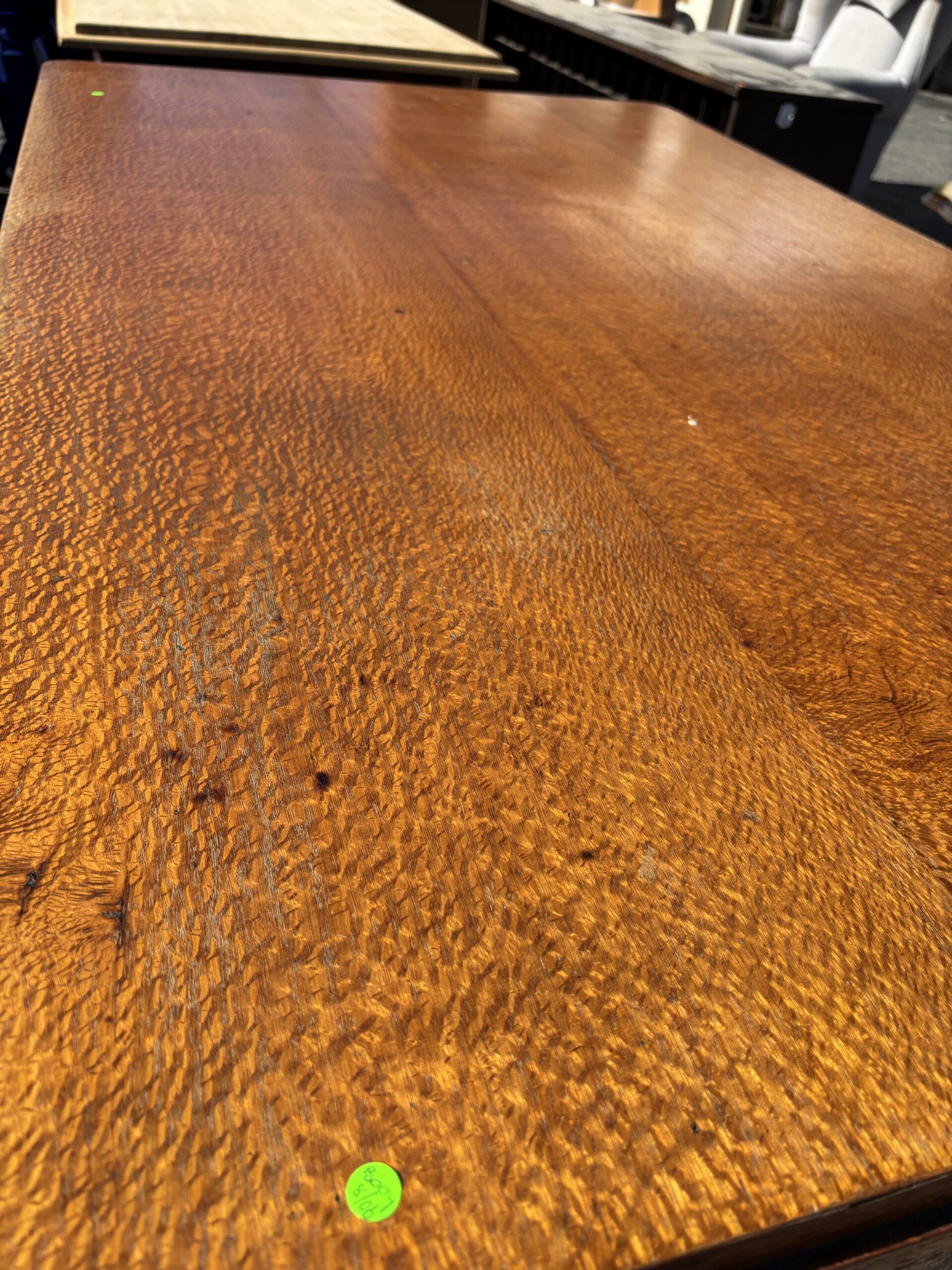 Vintage Tiger Oak Pedestal Desk with Hidden Door (missing key) - Image 2
