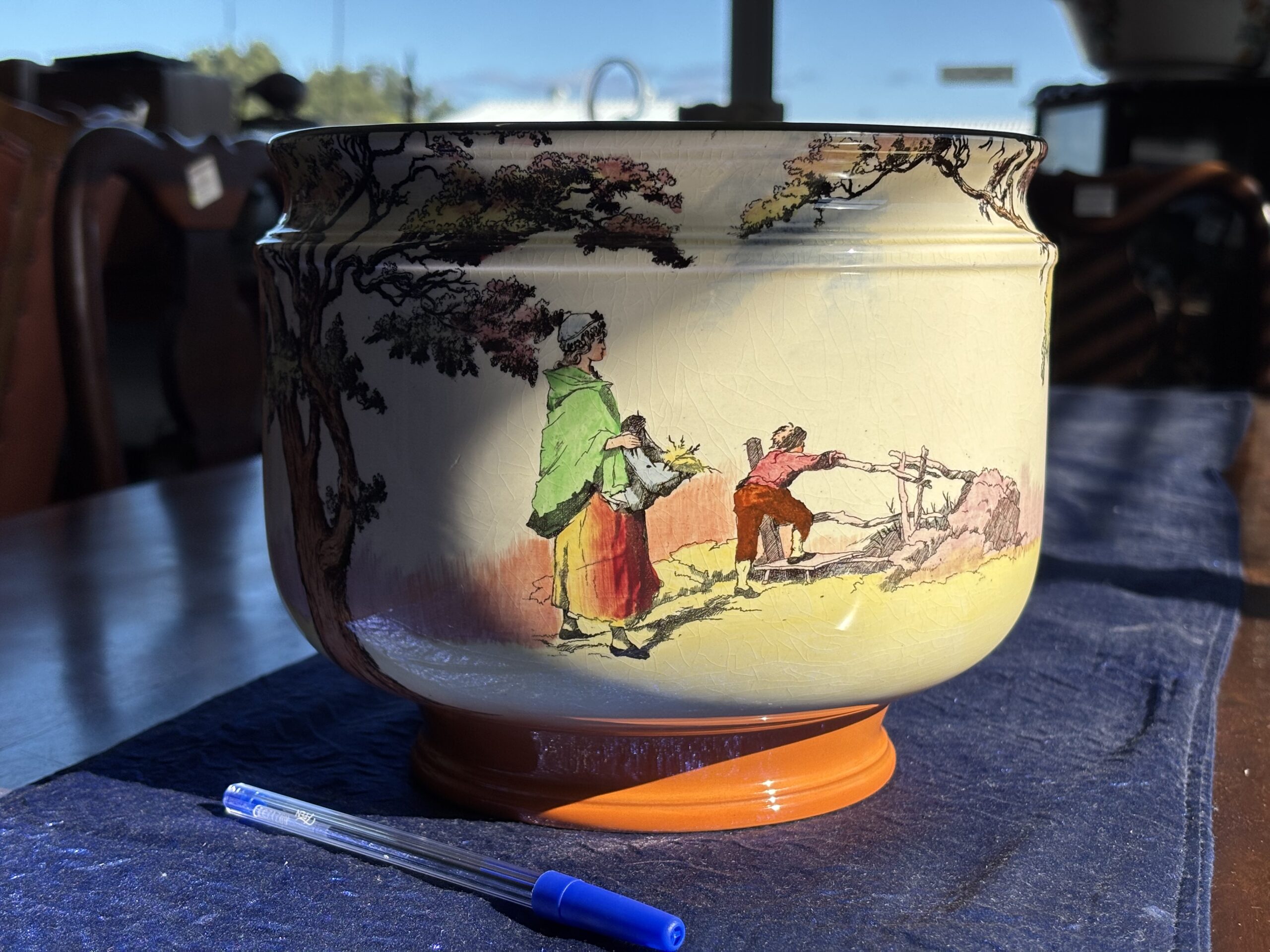 Vintage Royal Doulton Pastoral Scene Jardiniere Planter Bowl