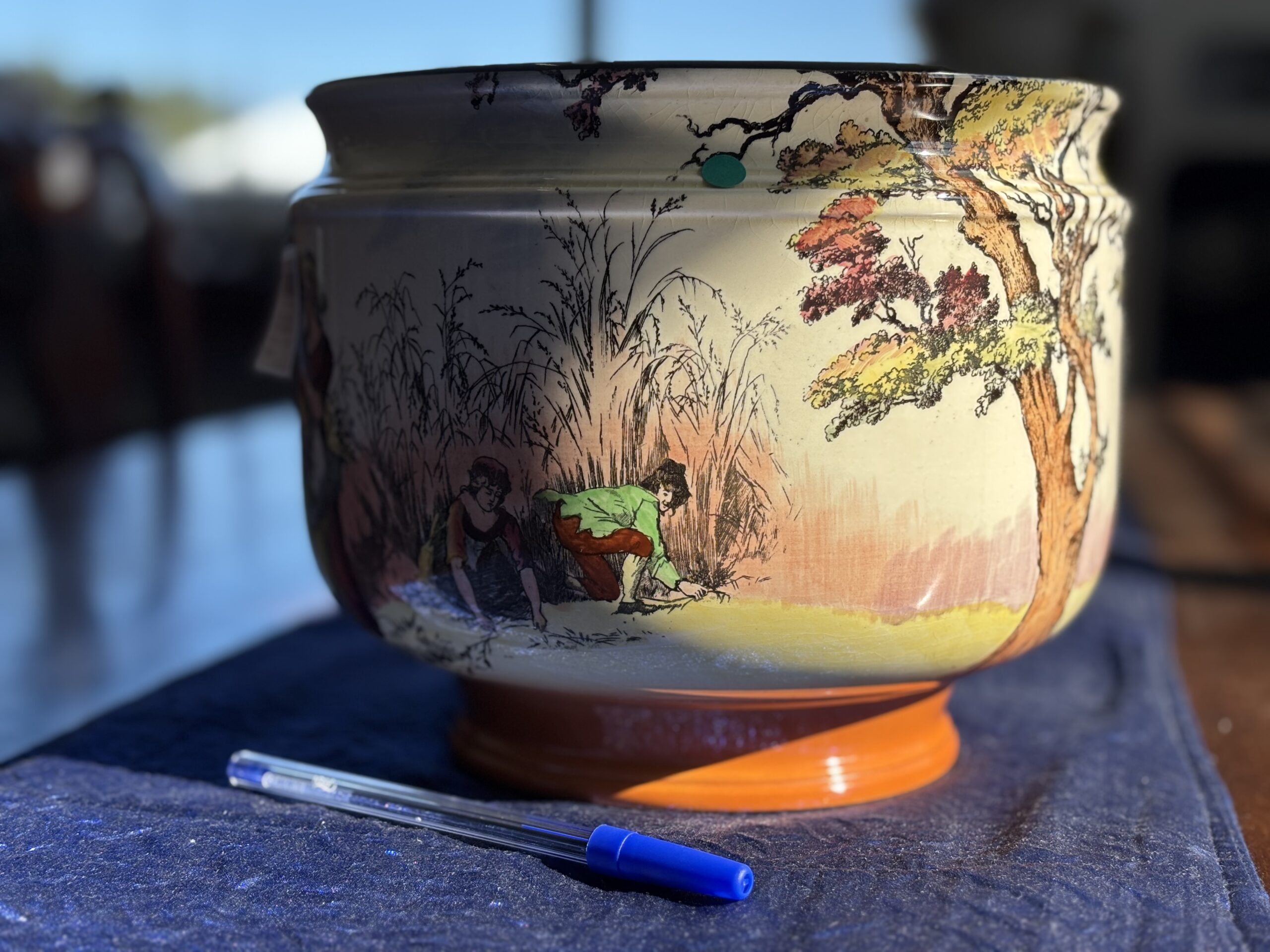 Vintage Royal Doulton Pastoral Scene Jardiniere Planter Bowl - Image 2
