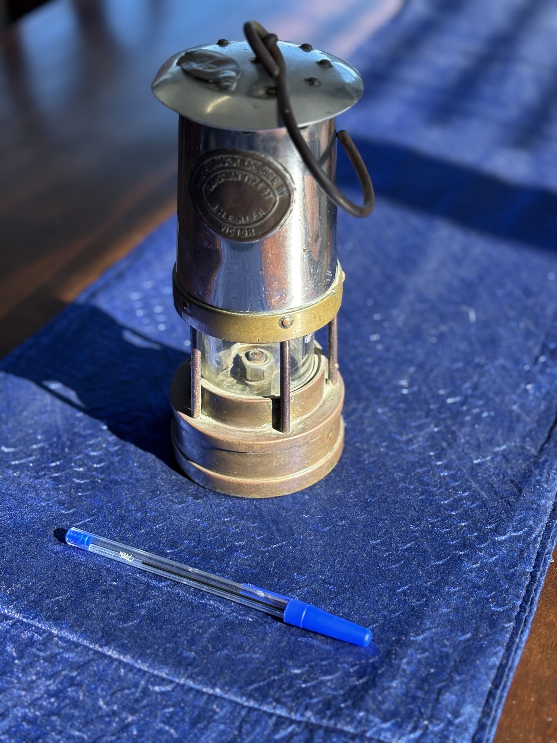 Victor Cambrian Type G2 Miner's Safety Lamp, Brass & Steel