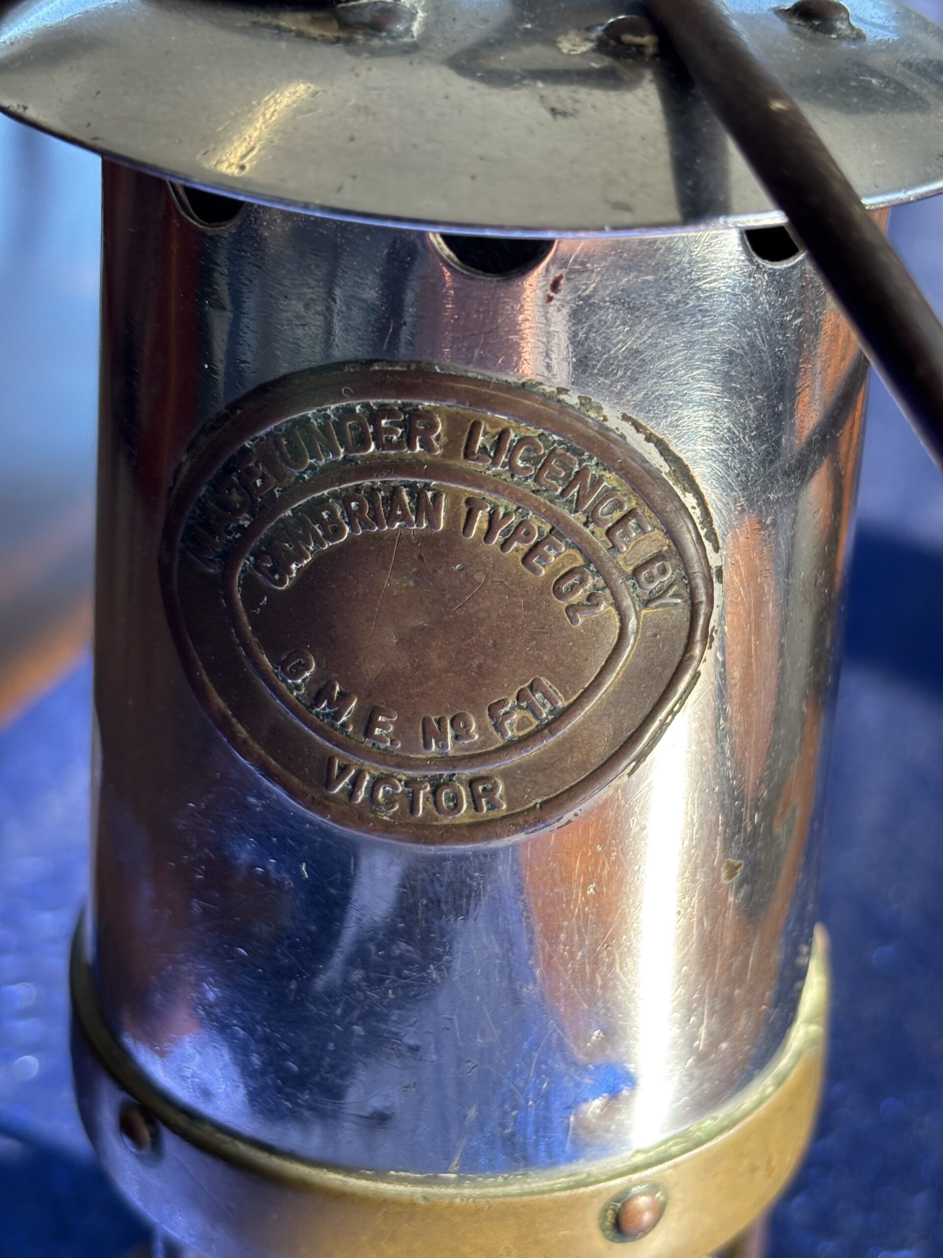 Victor Cambrian Type G2 Miner's Safety Lamp, Brass & Steel - Image 2