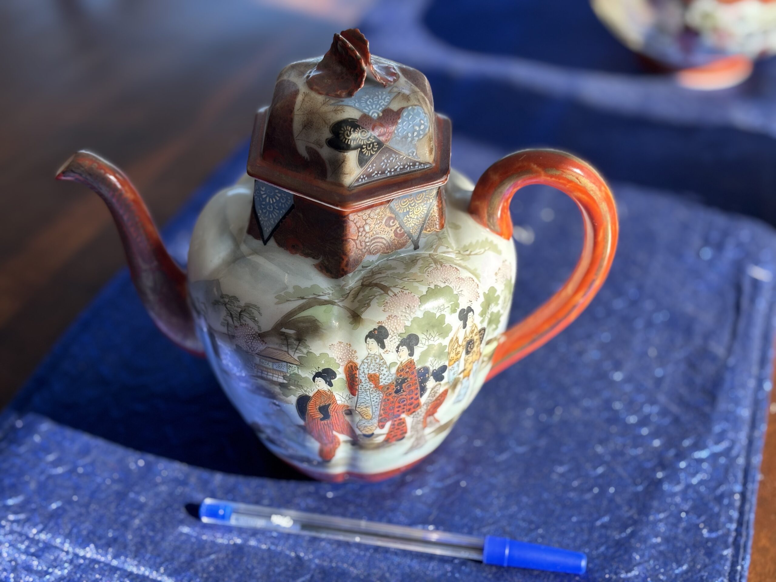 Vintage Japanese Eggshell Porcelain Geisha Tea Set, 21 Pieces - Image 8