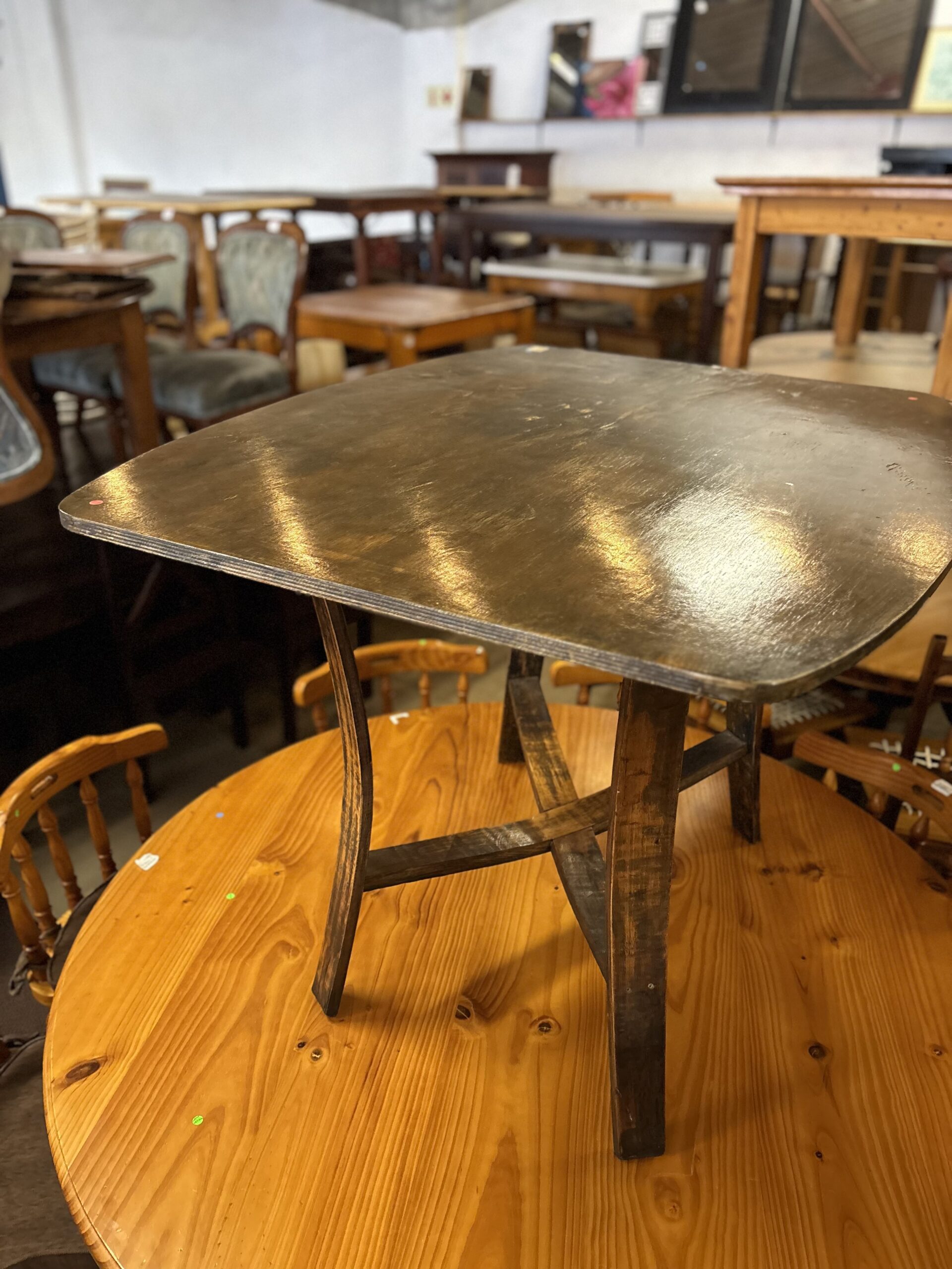 Handcrafted Upcycled Oak Barrel-Stave Occasional Table - Image 2