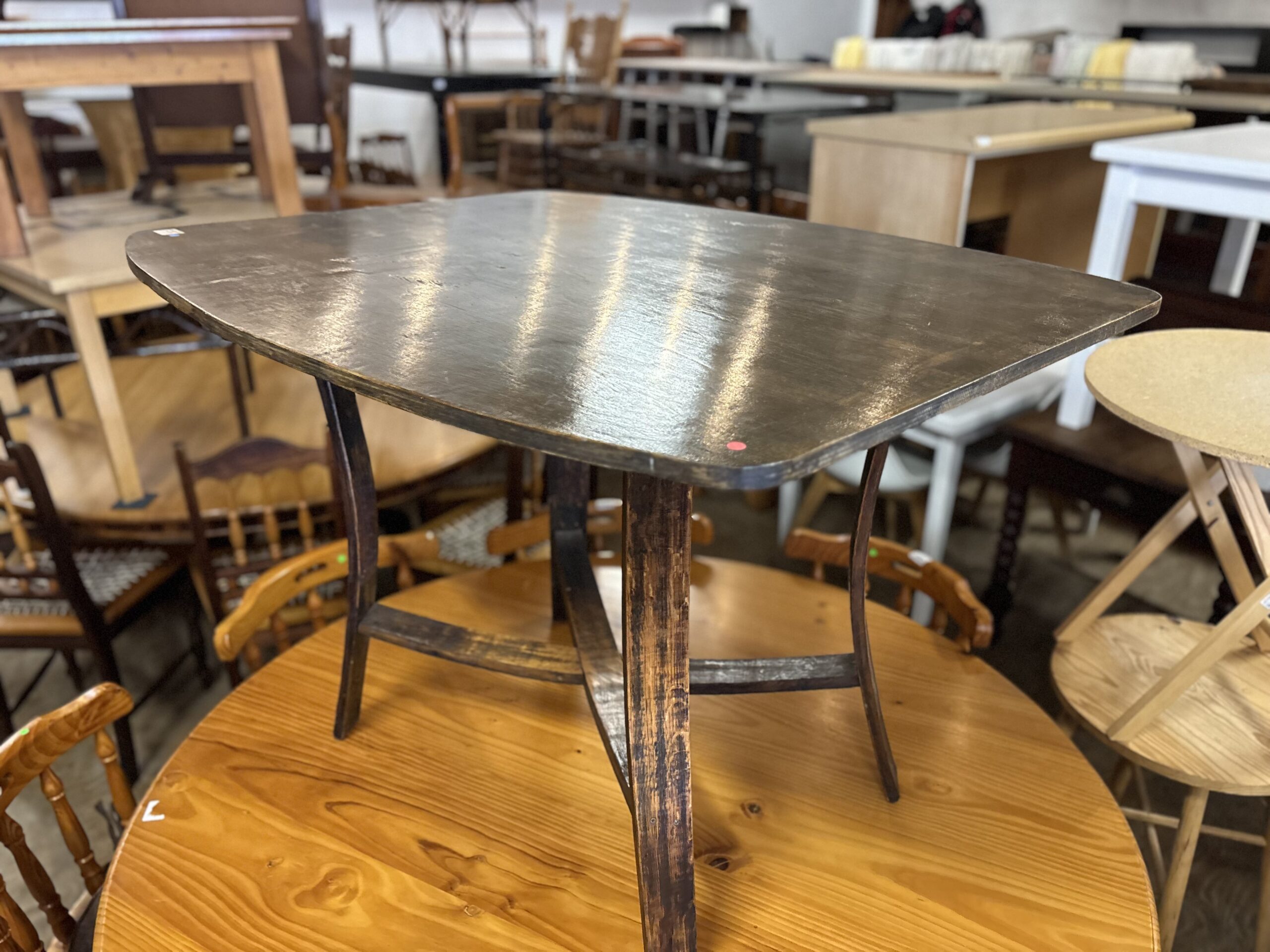 Handcrafted Upcycled Oak Barrel-Stave Occasional Table - Image 5