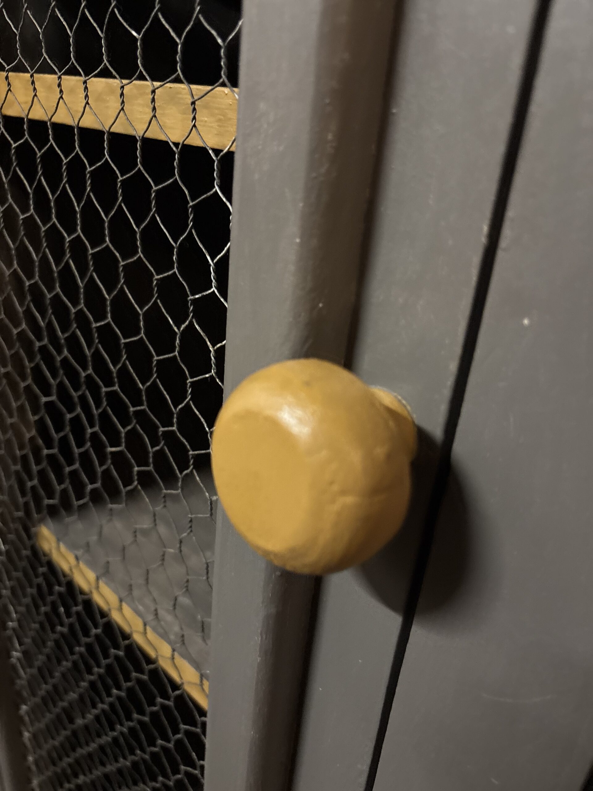 Grey & Yellow Chicken Wire Display Cabinet - Image 2