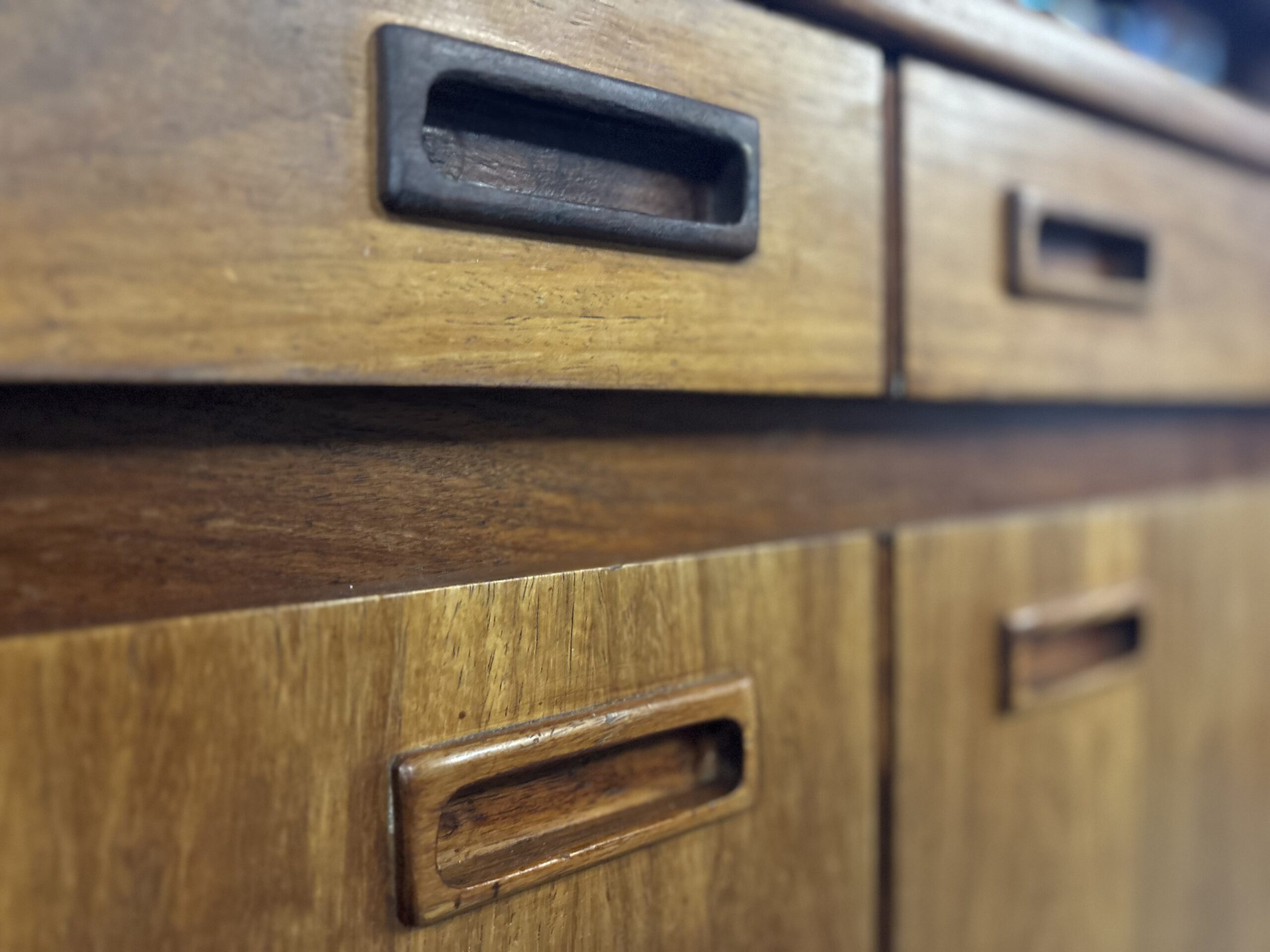 Mid-Century Solid Timber Sideboard with Display Shelf & Keys - Image 2