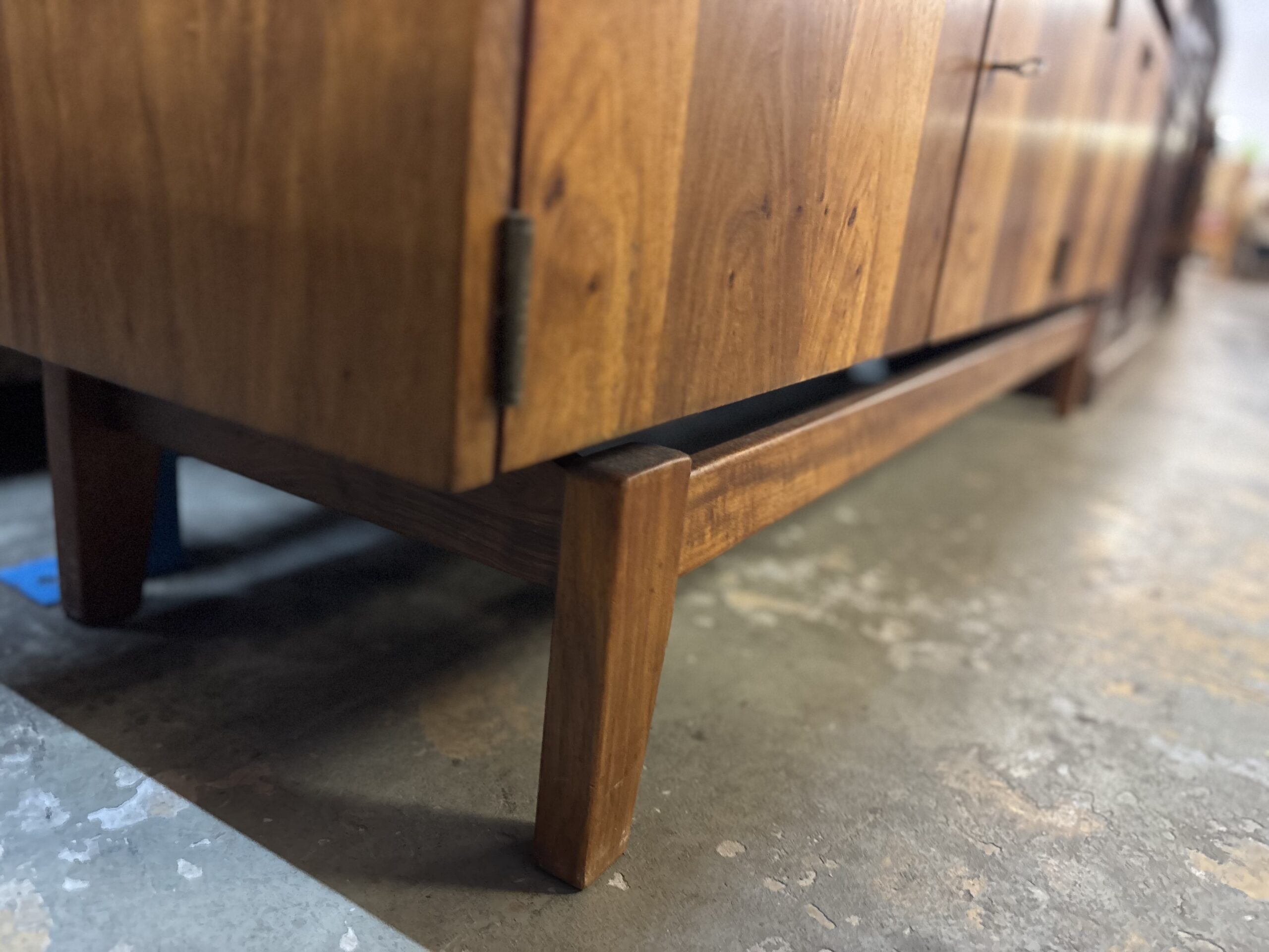 Mid-Century Solid Timber Sideboard with Display Shelf & Keys - Image 7