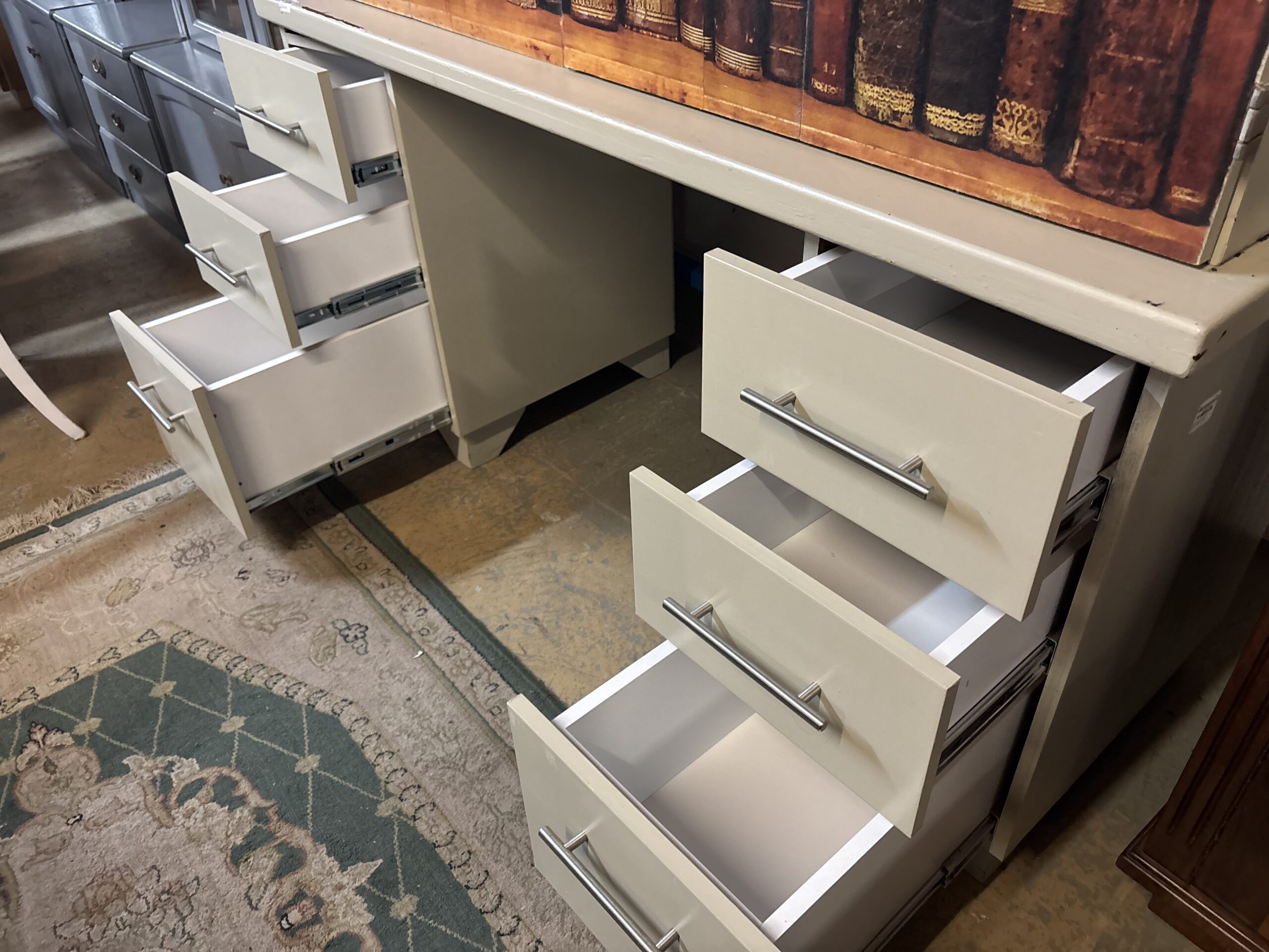 Upcycled Library-Themed Computer Armoire Desk with Storage - Image 6