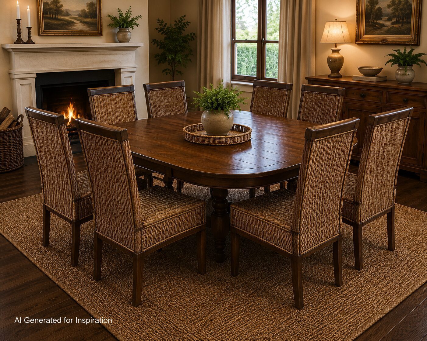 Woven Rattan-Style Dining Chairs Set of 8
