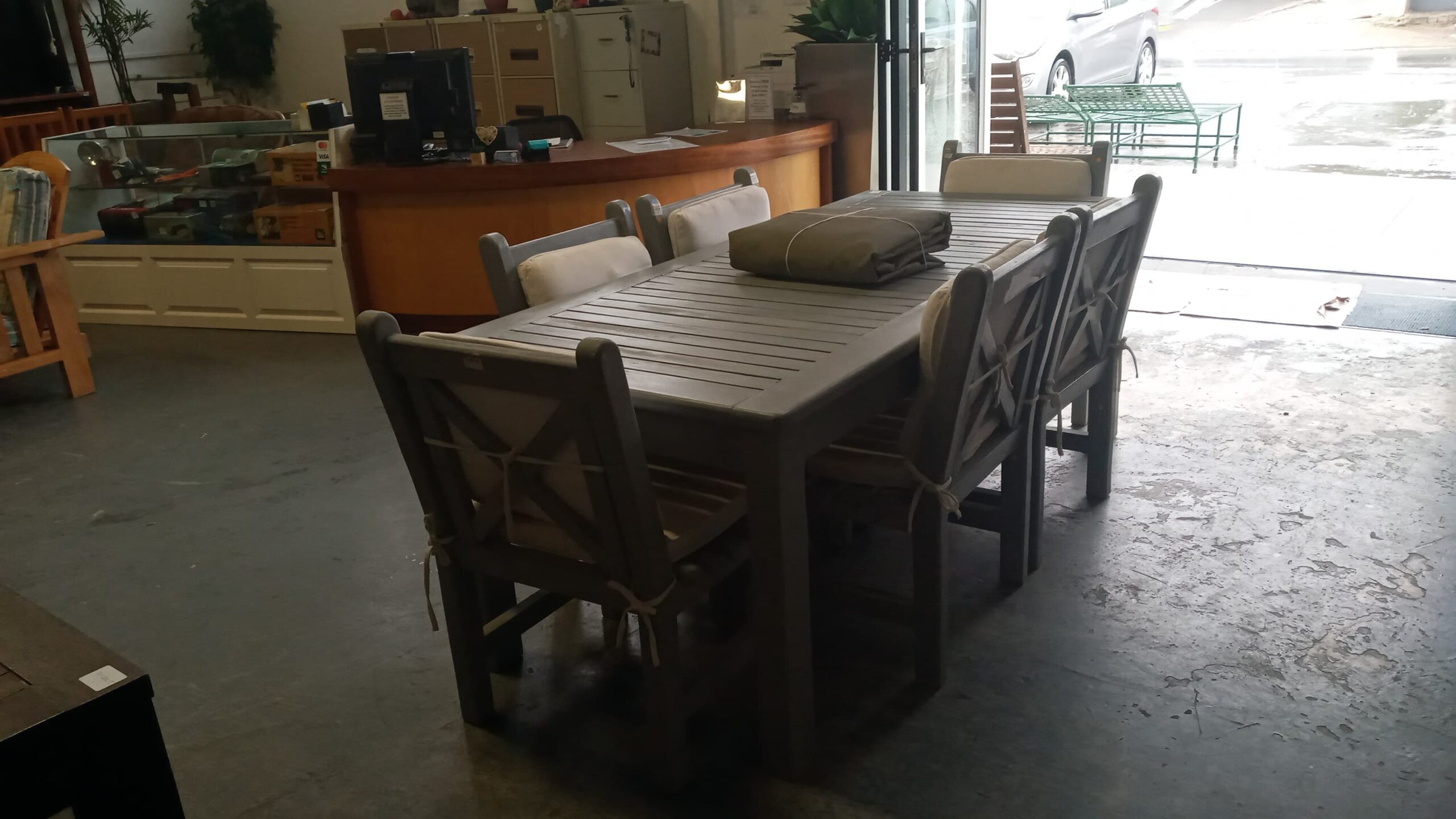 7-Piece Grey Patio Dining Set with Cushions & Protective Cover - Image 4