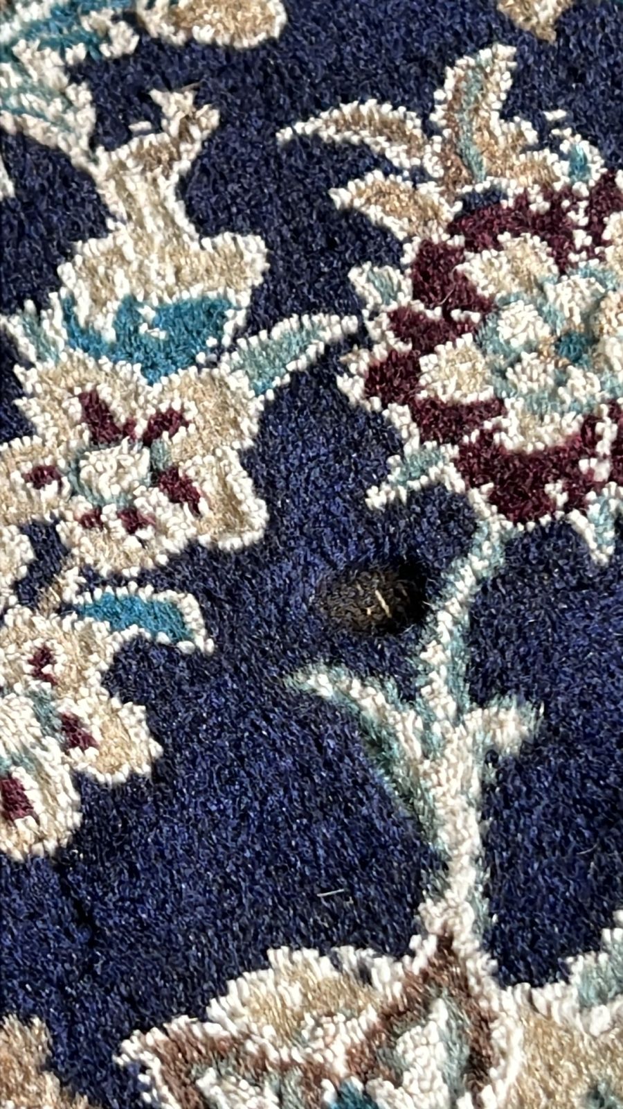 Hand-Knotted Persian Nain Rug – Navy Medallion Design - Image 5