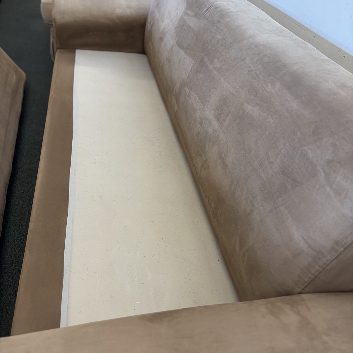 Large Taupe Suede-Look Contemporary Sofa - Image 4