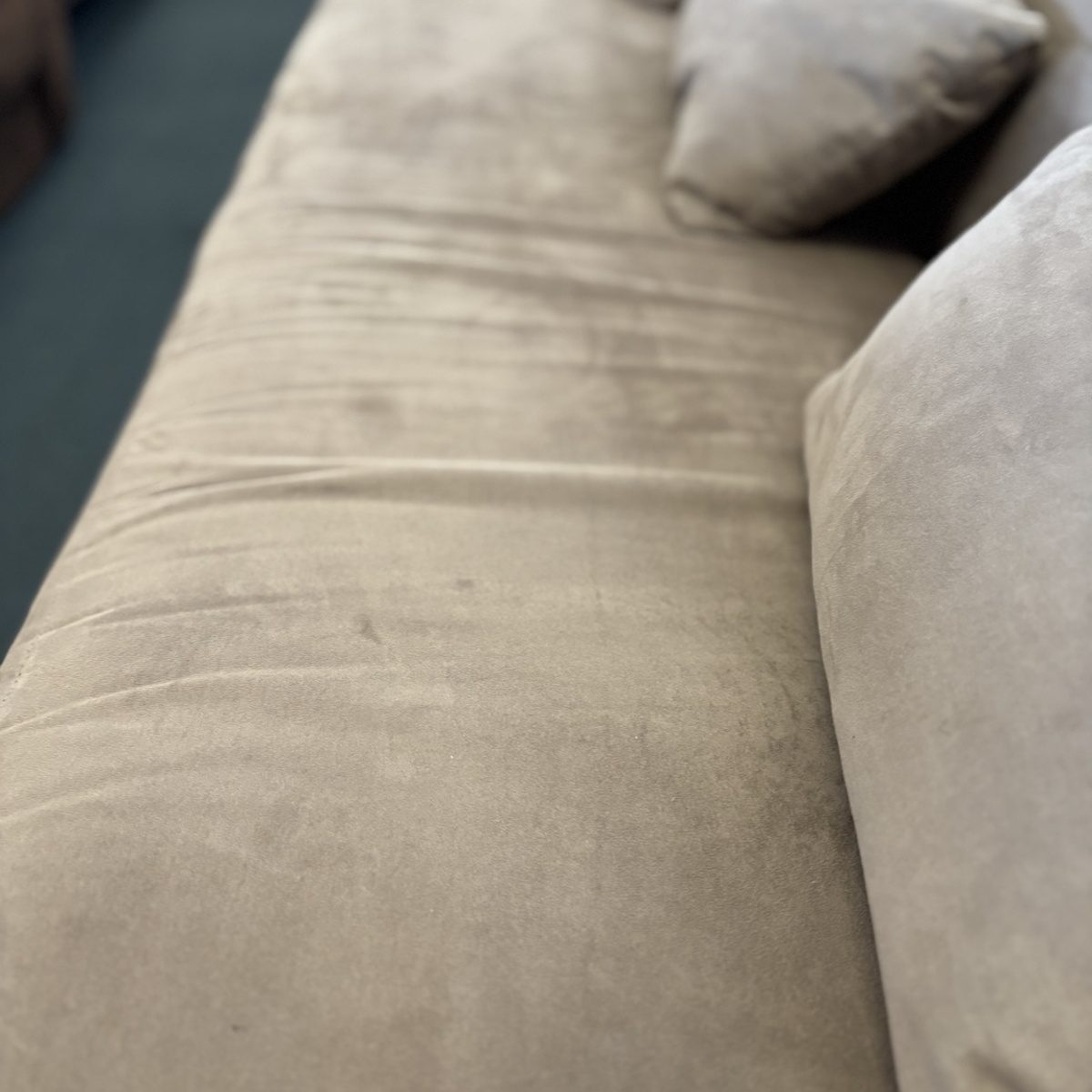 Large Taupe Suede-Look Contemporary Sofa - Image 2
