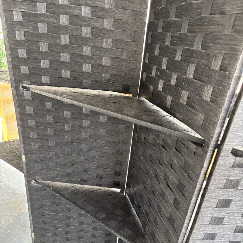 Black 4-Panel Room Divider with Display Shelves - Image 3