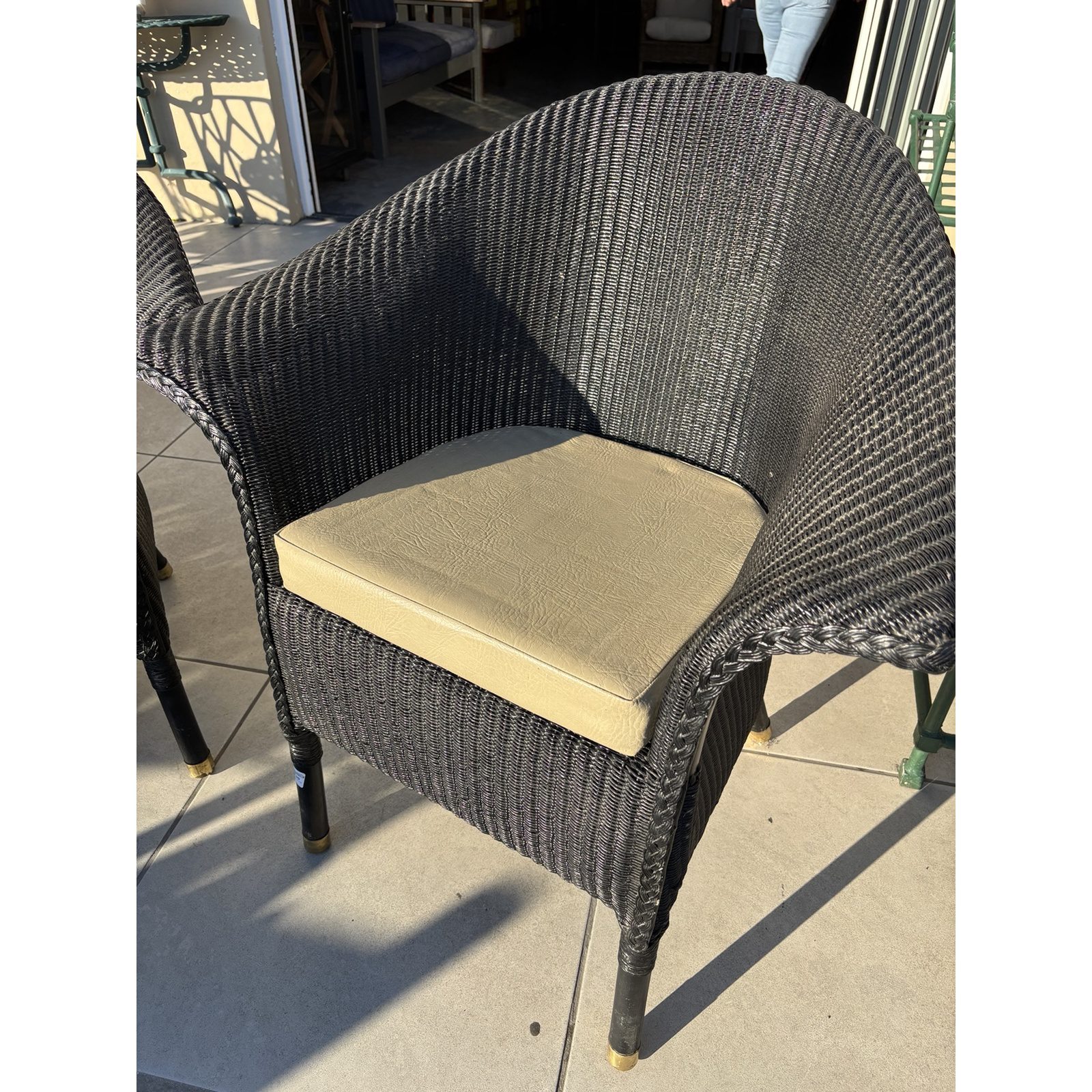 Pair of Black Wicker Tub Chairs with Cushions - Image 5
