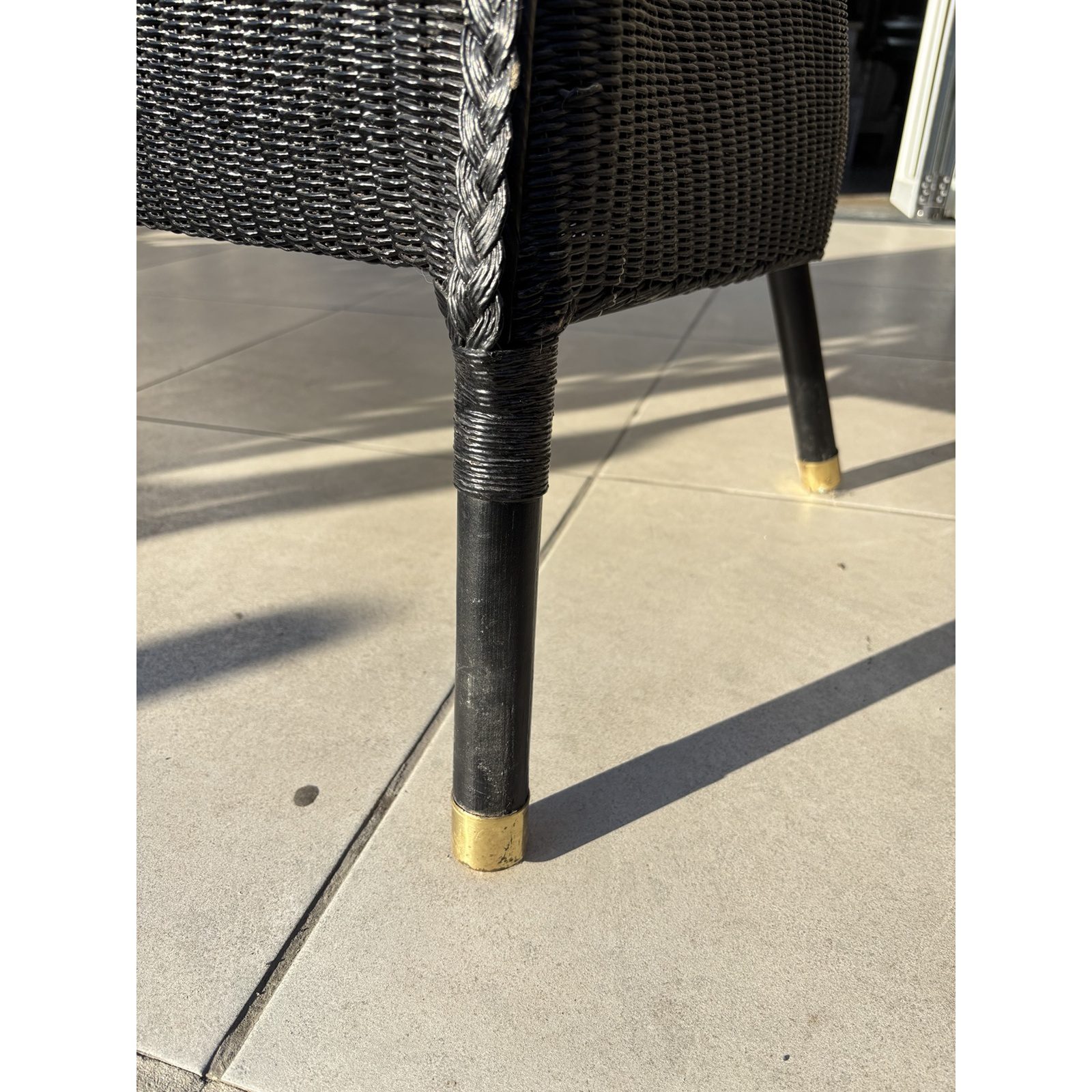 Pair of Black Wicker Tub Chairs with Cushions - Image 4