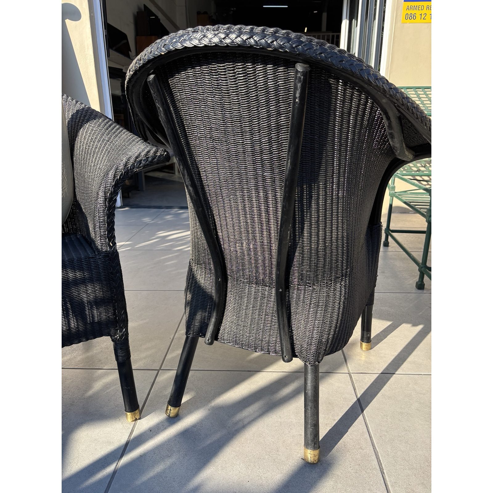 Pair of Black Wicker Tub Chairs with Cushions - Image 3