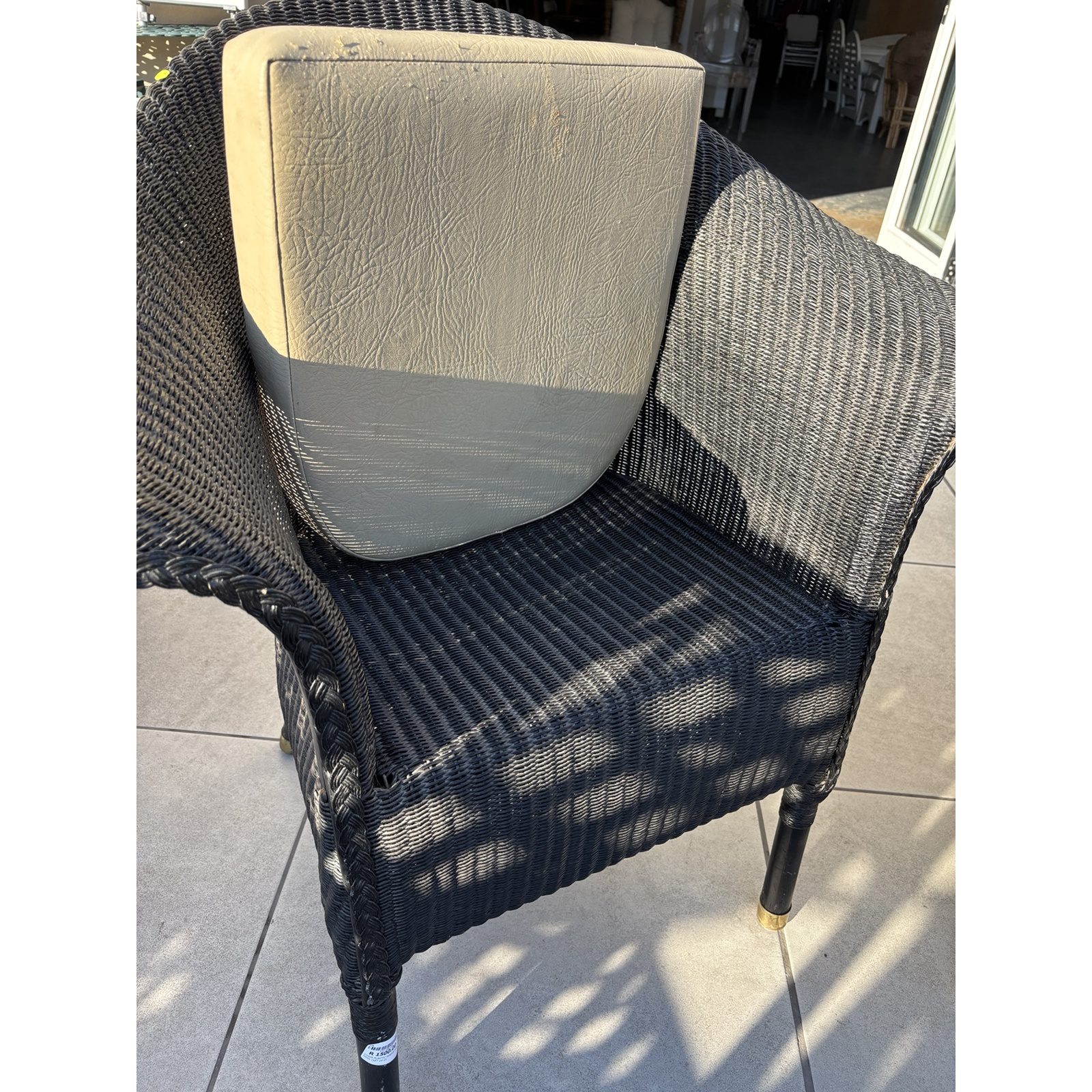 Pair of Black Wicker Tub Chairs with Cushions - Image 2