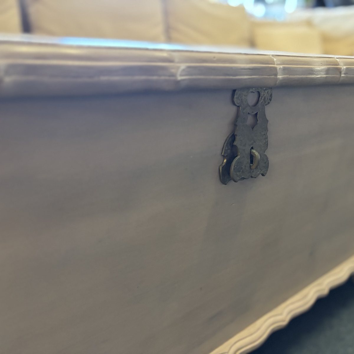 Vintage Painted Blanket Chest with Ornate Metal Hardware - Image 4