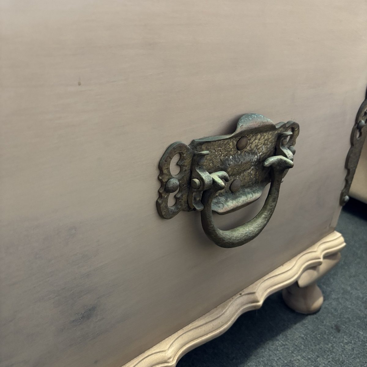 Vintage Painted Blanket Chest with Ornate Metal Hardware - Image 2
