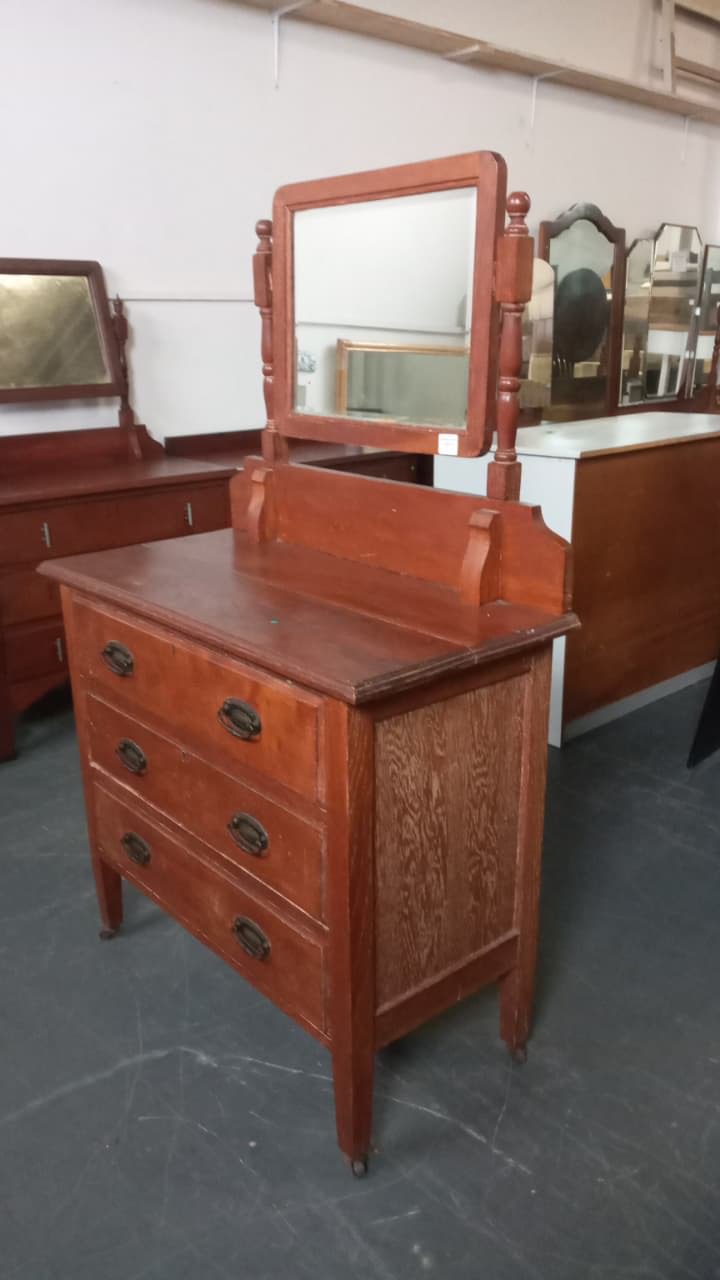 Solid Teak Dressing Table with Tilting Mirror - Image 3