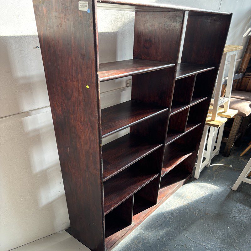 Dark Wood Geometric Open Shelf Bookcase - Image 4