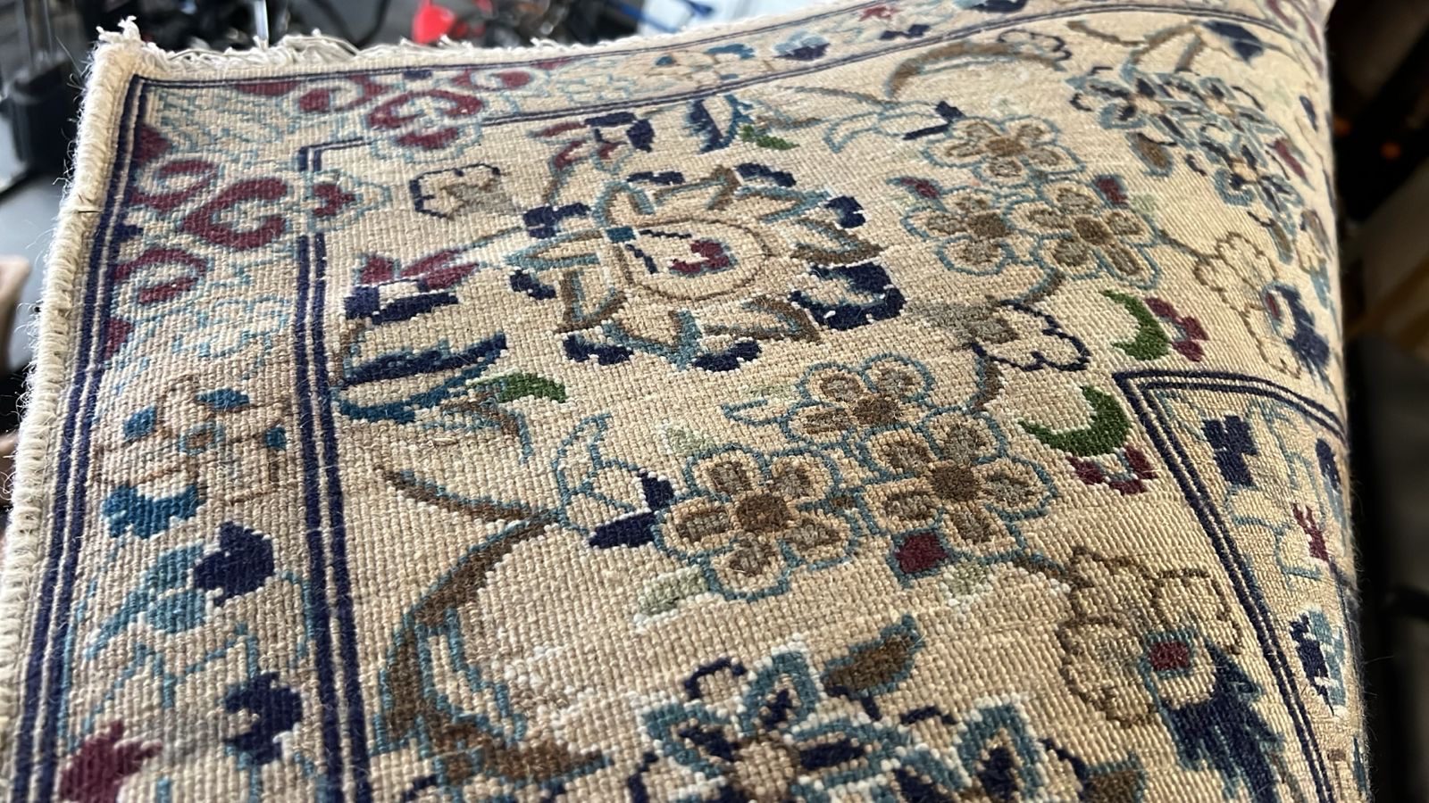 Hand-Knotted Persian Nain Rug – Navy Medallion Design - Image 7
