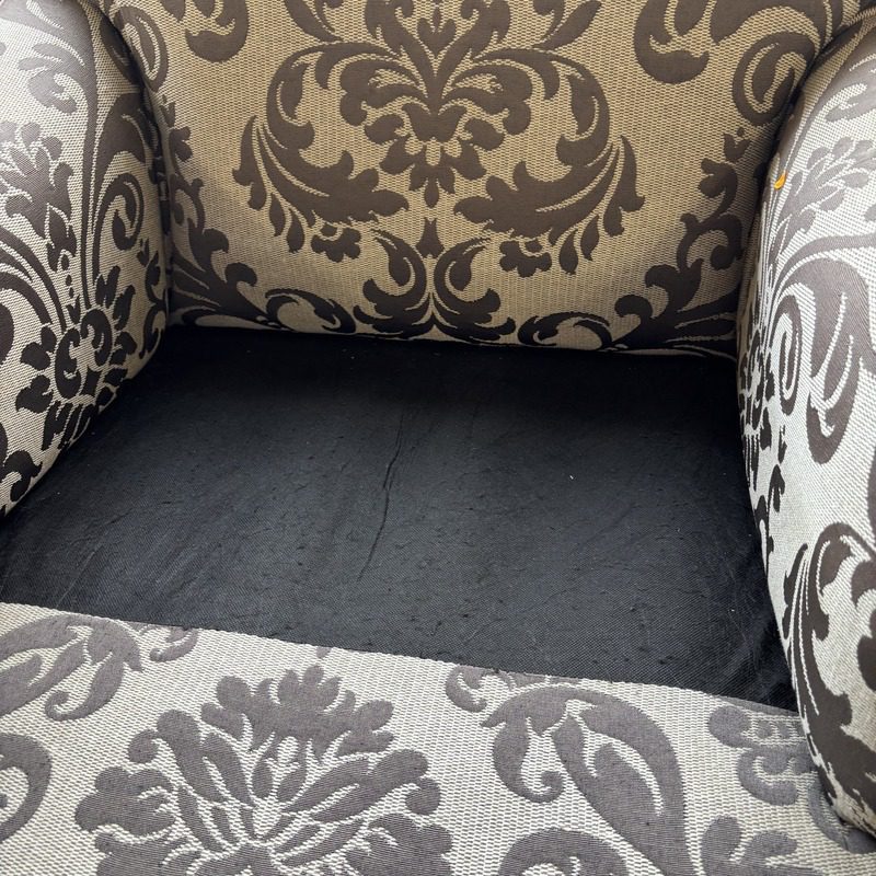 Pair of Grey Damask Upholstered Armchairs - Image 5